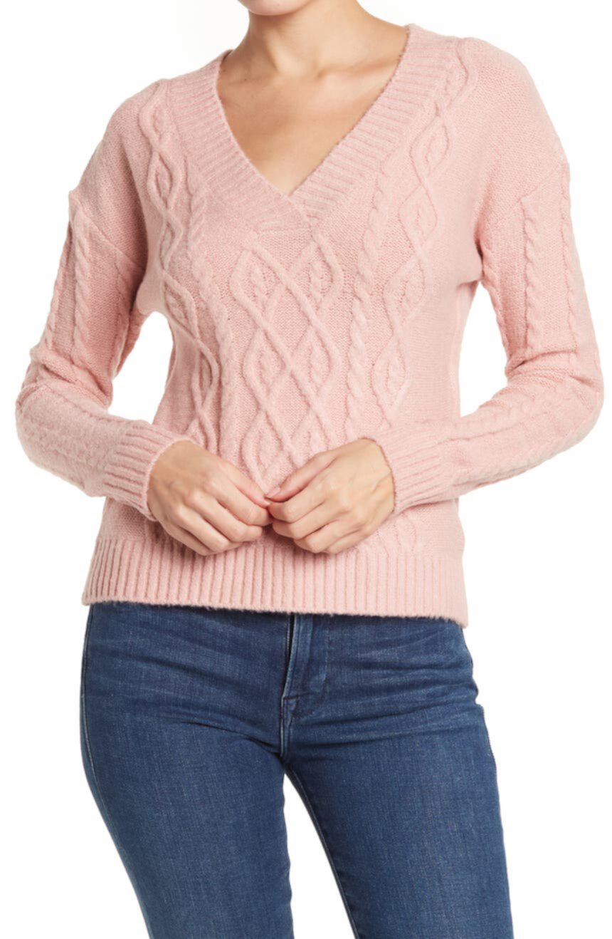 Вязаный свитер из моховой пряжи с V-образным вырезом Olivia Sky