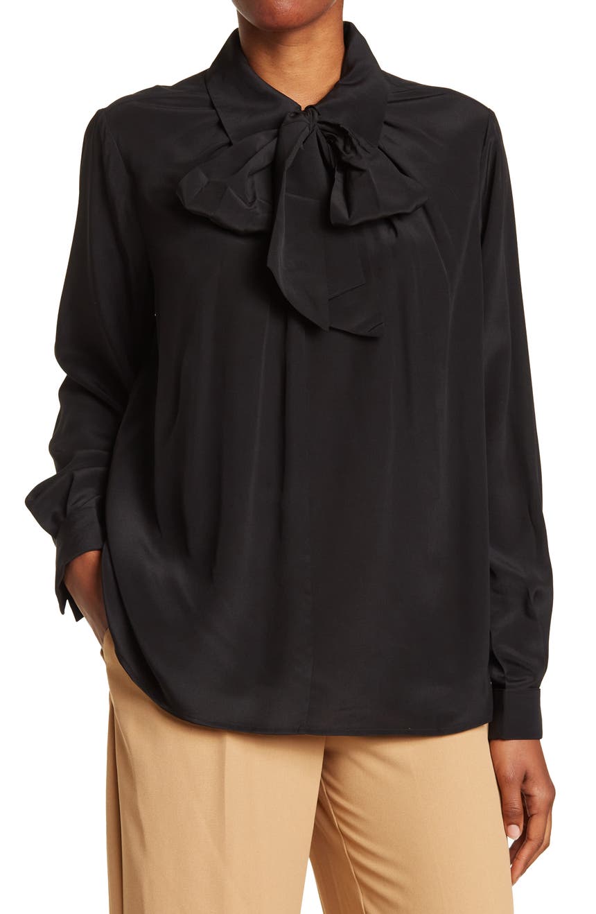 Шелковая блуза с драгоценным острым воротником Trina Turk