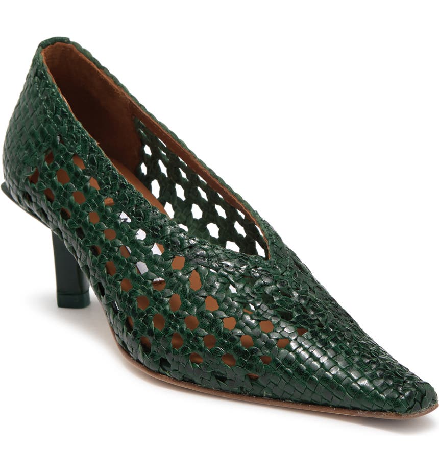 Зеленые плетеные туфли на высоком каблуке Clelia Forest Miista