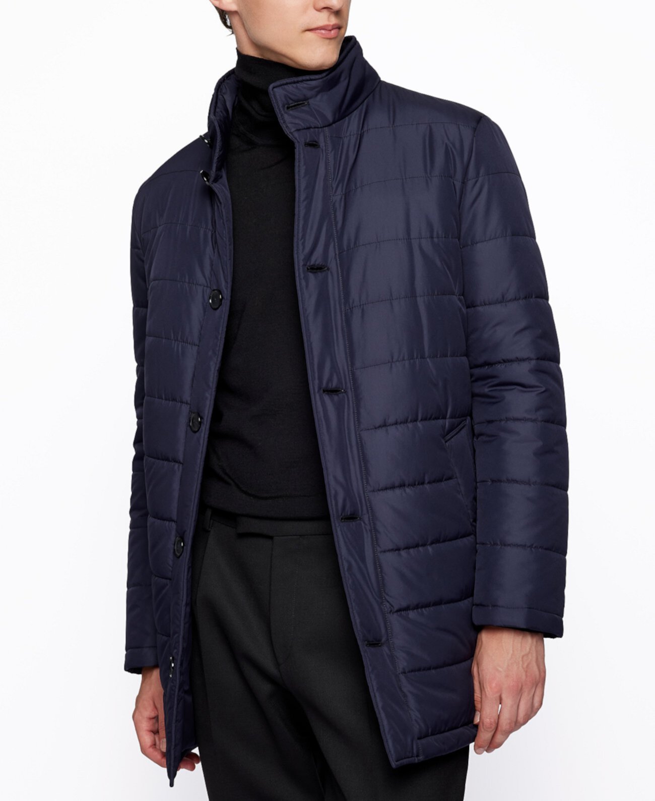 Утепленное мужское пальто облегающего кроя BOSS BOSS