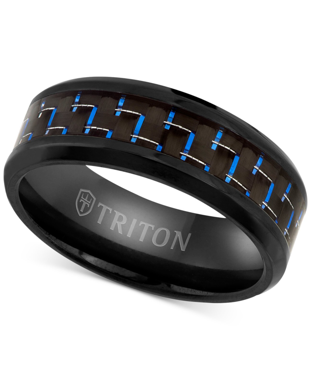 Мужской ремешок для комфортной посадки с синей вставкой из углеродного волокна, черный титан Triton