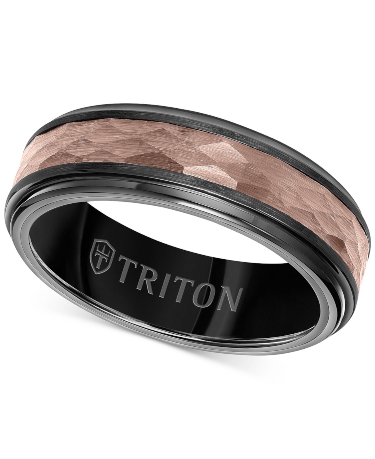Мужское кольцо с заклепками Step Edge из черного карбида вольфрама и эспрессо Обручальное кольцо Triton