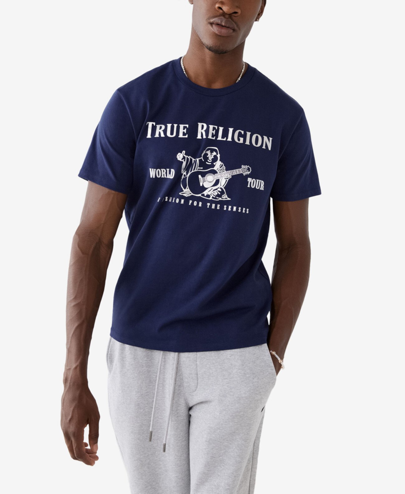 Мужская Хлопковая Футболка True Religion с Надписью Будда True Religion