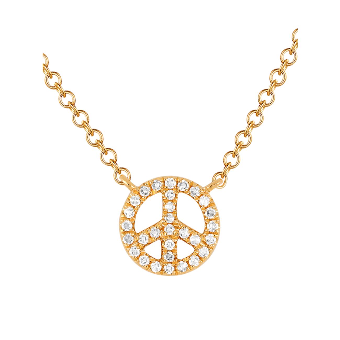 Ожерелье с подвеской в виде знака мира из 14-каратного золота и бриллиантов EF Collection