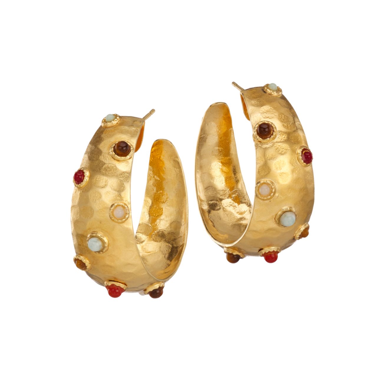 Серьги-кольца Leontia с позолотой 24 карат с несколькими камнями Gas Bijoux