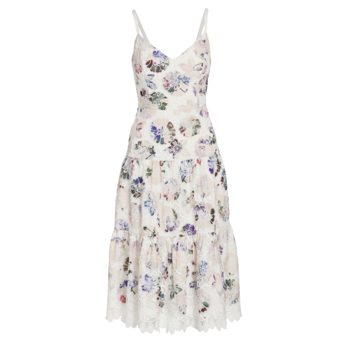 Многоярусное платье с цветочной вышивкой Marchesa Notte