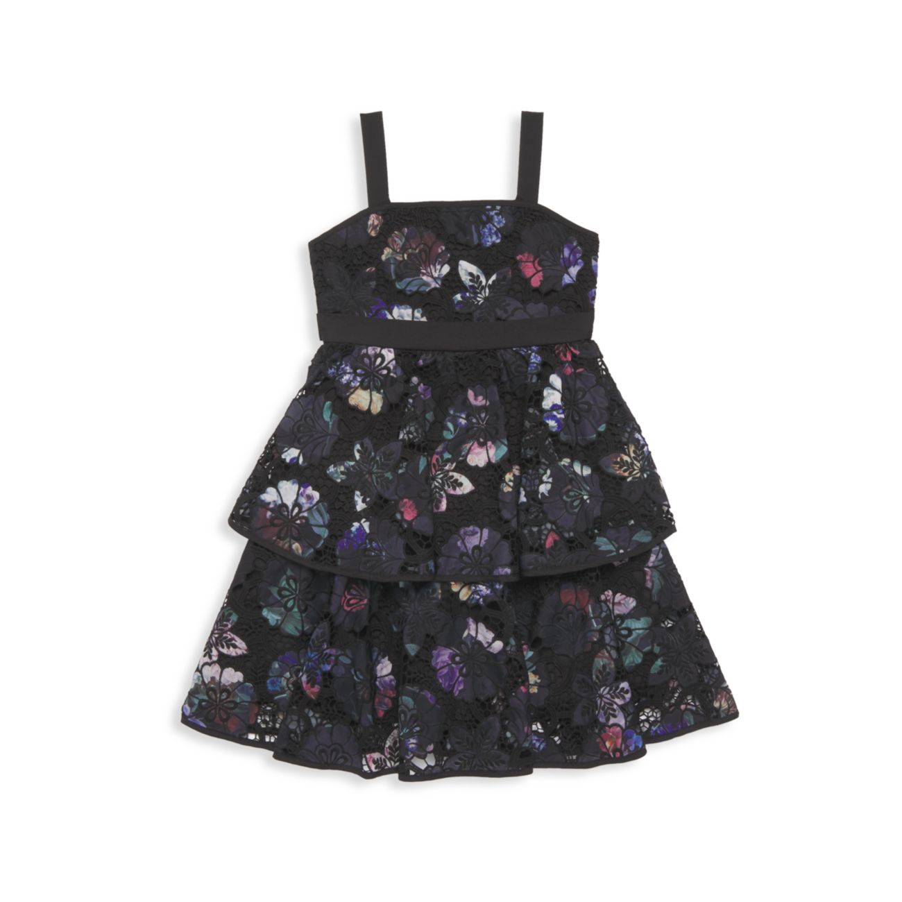 Маленькая девочка & amp; Многослойное кружевное платье с цветочным рисунком для девочек Marchesa Notte Mini