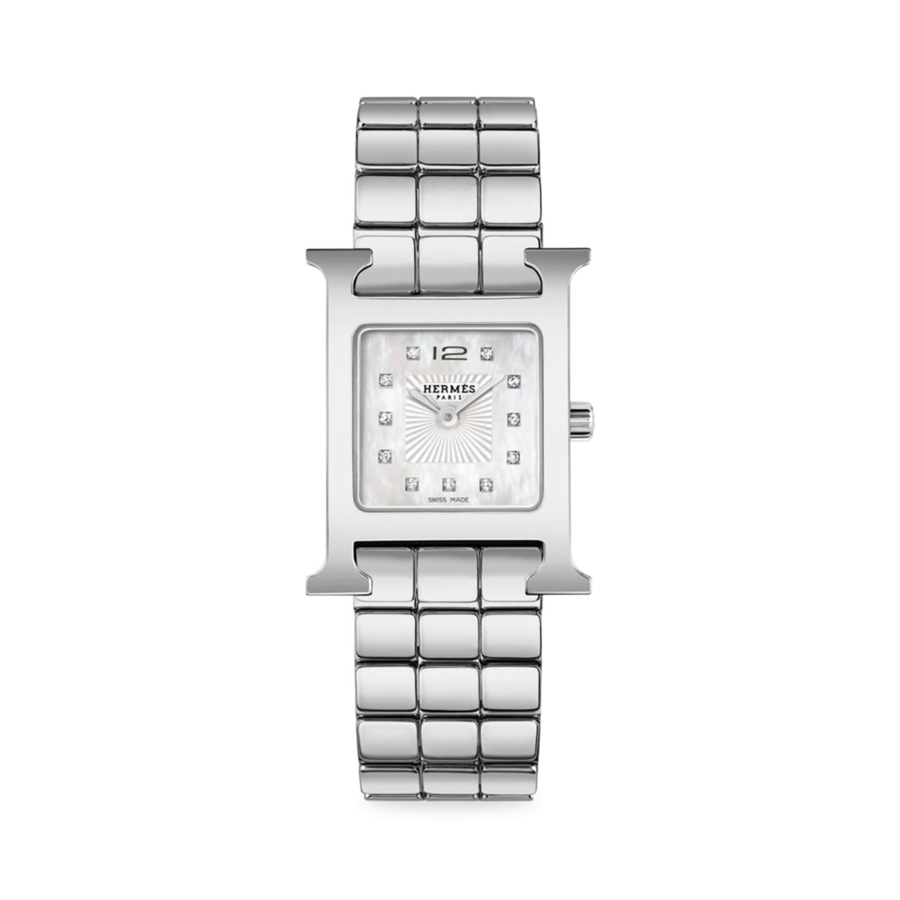 Heure H Diamond & amp; Часы со стальным браслетом HERMÈS