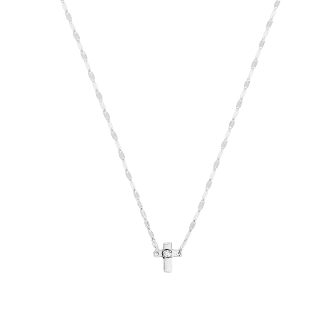 Белое золото 585 пробы & amp; Ожерелье с подвеской в виде мини-креста с бриллиантами Lana Jewelry