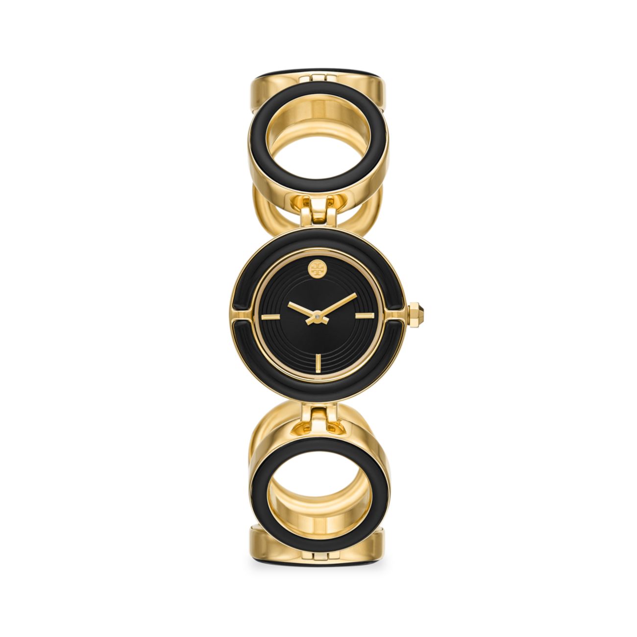 Часы Sawyer с двухцветным золотым оттенком и черной эмалью Tory Burch