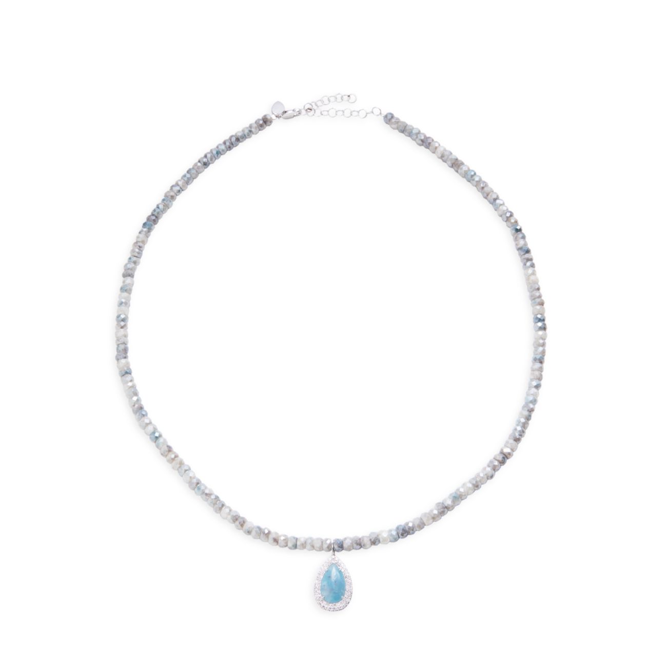 Сильверит, камень Параиба и amp; Ожерелье с подвеской из бисера и бриллиантами Meira T