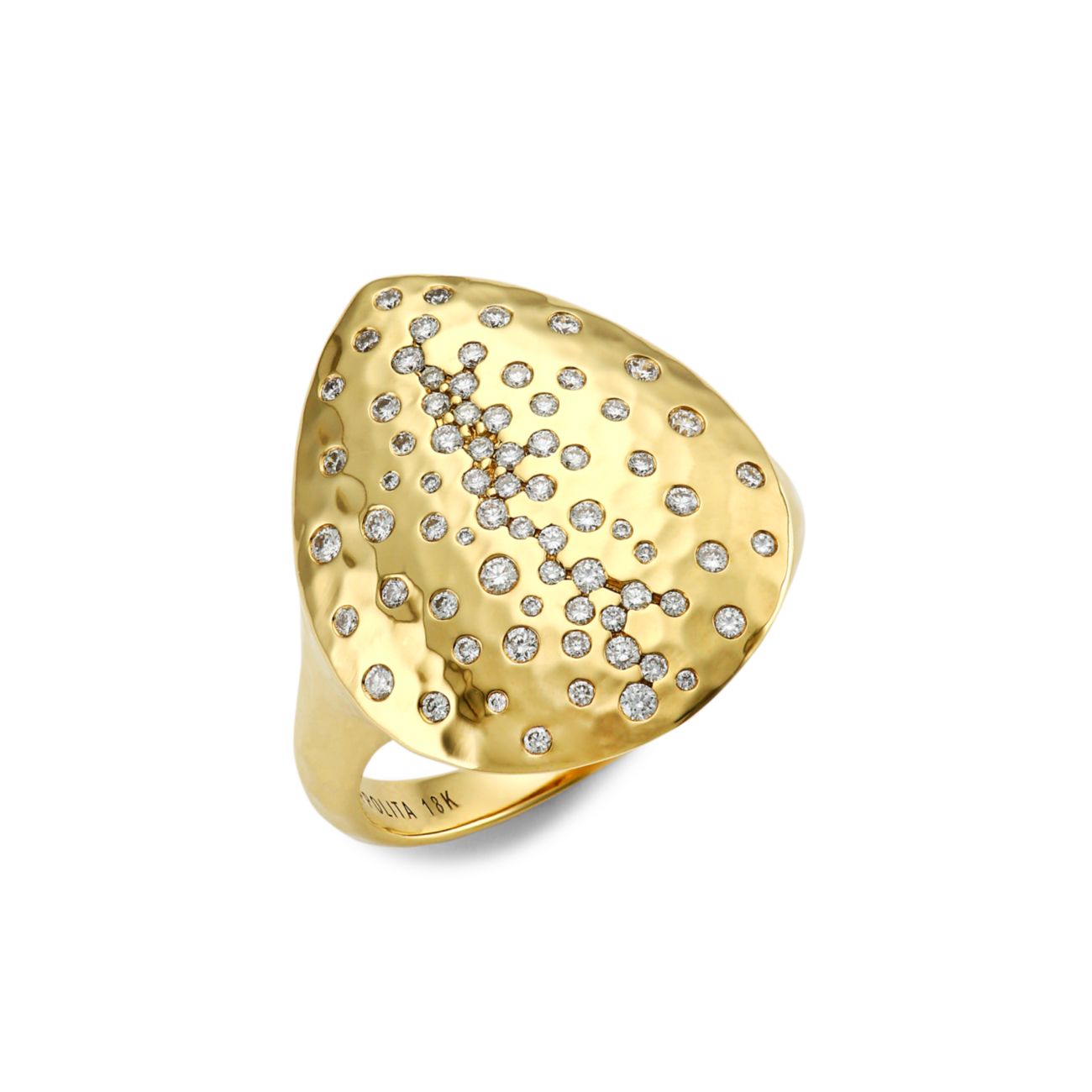Stardust 18K желтое золото и amp; Кольцо в форме капли с бриллиантами Crinkle Teardrop Ippolita