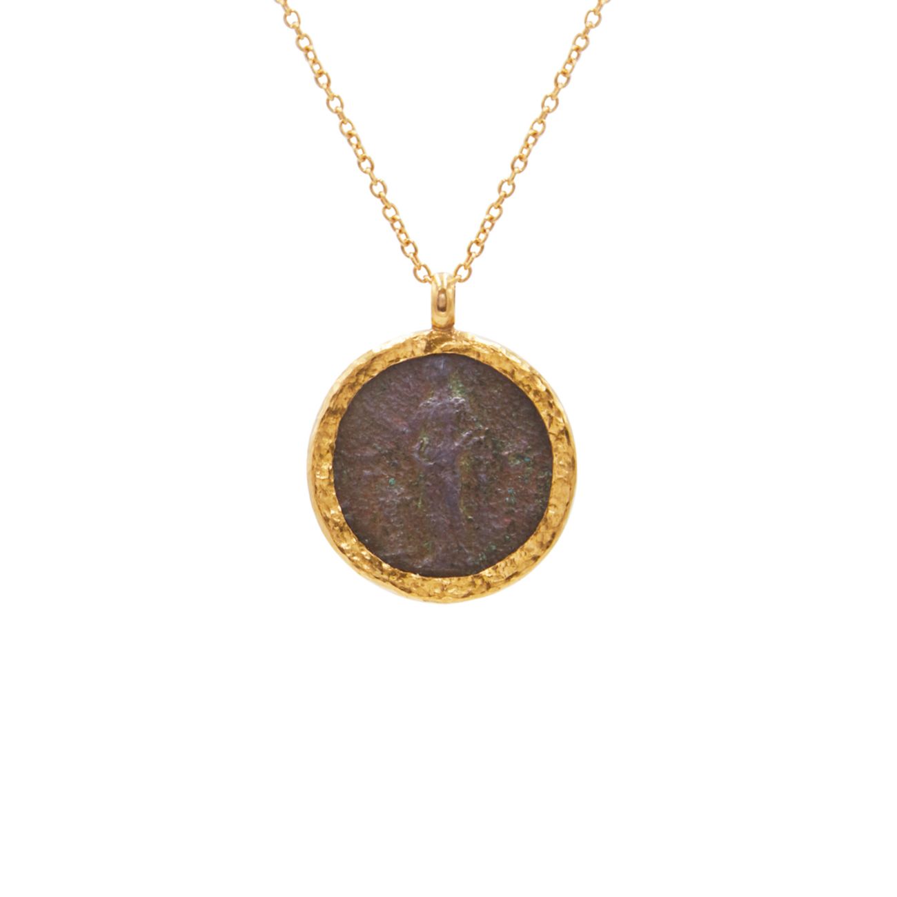 Предметы старины 18К, 22К & amp; Ожерелье с подвеской в виде римской монеты из желтого золота 24 карат Gurhan