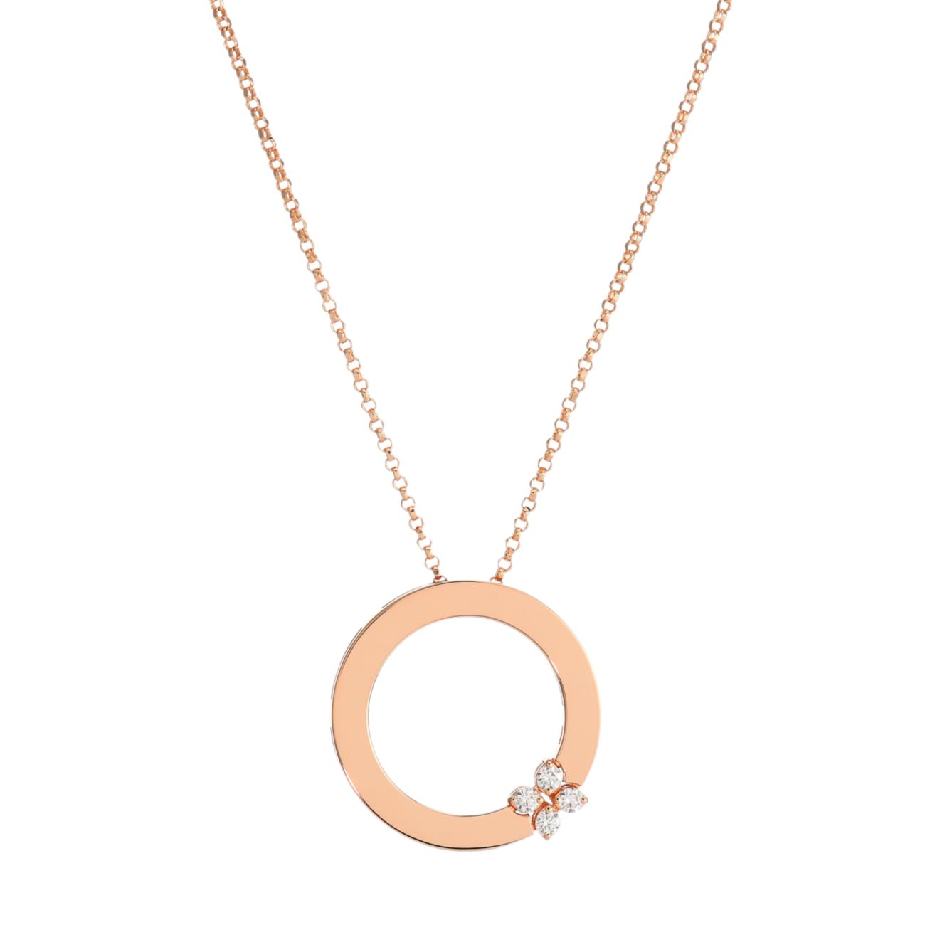 Любовь в Вероне, розовое золото 18 карат и усилитель; Ожерелье с подвеской Diamond Flower Circle Of Life Roberto Coin
