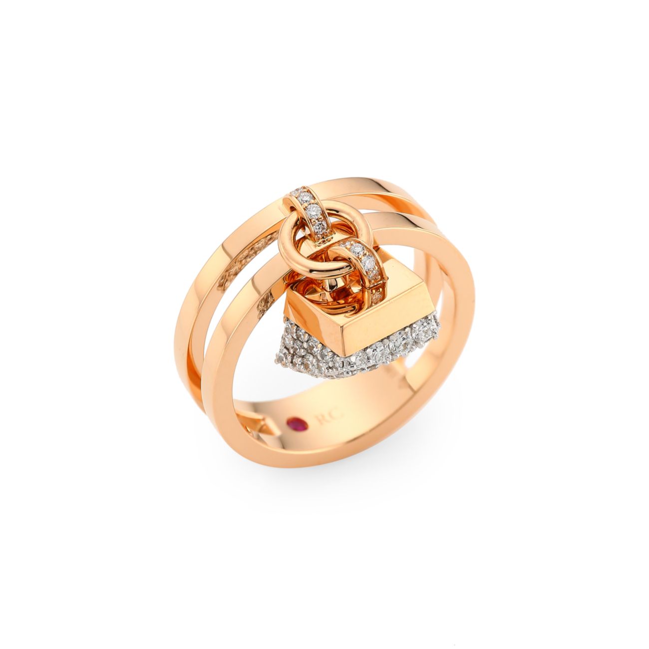 Sauvage Privé 18K розовое золото & amp; Кольцо-шарм с бриллиантовым паве Roberto Coin