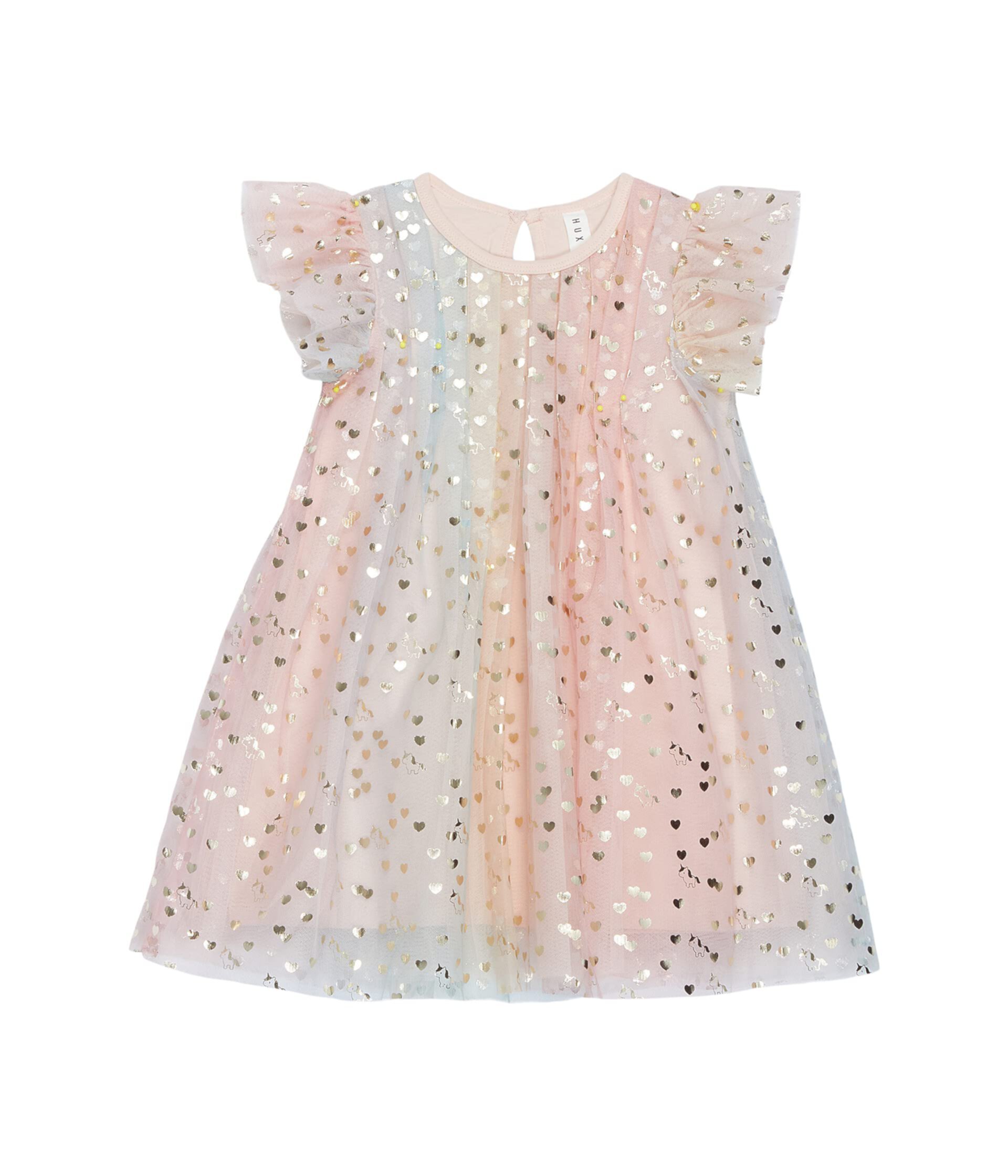 Платье с развевающимися рукавами Unicorn Hearts (Младенцы / Малыши) HUXBABY