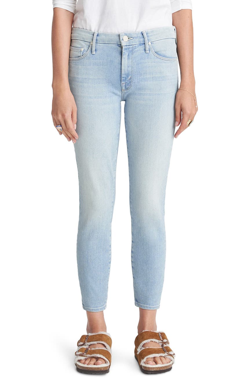Укороченные джинсы скинни с высокой талией The Looker MOTHER