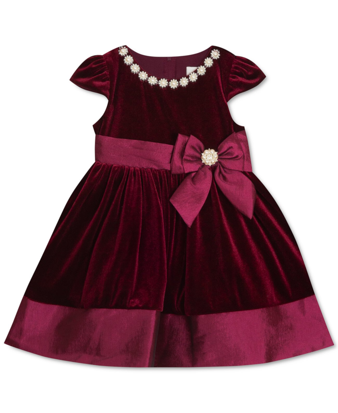 Бордовое бархатное платье для маленьких девочек Rare Editions