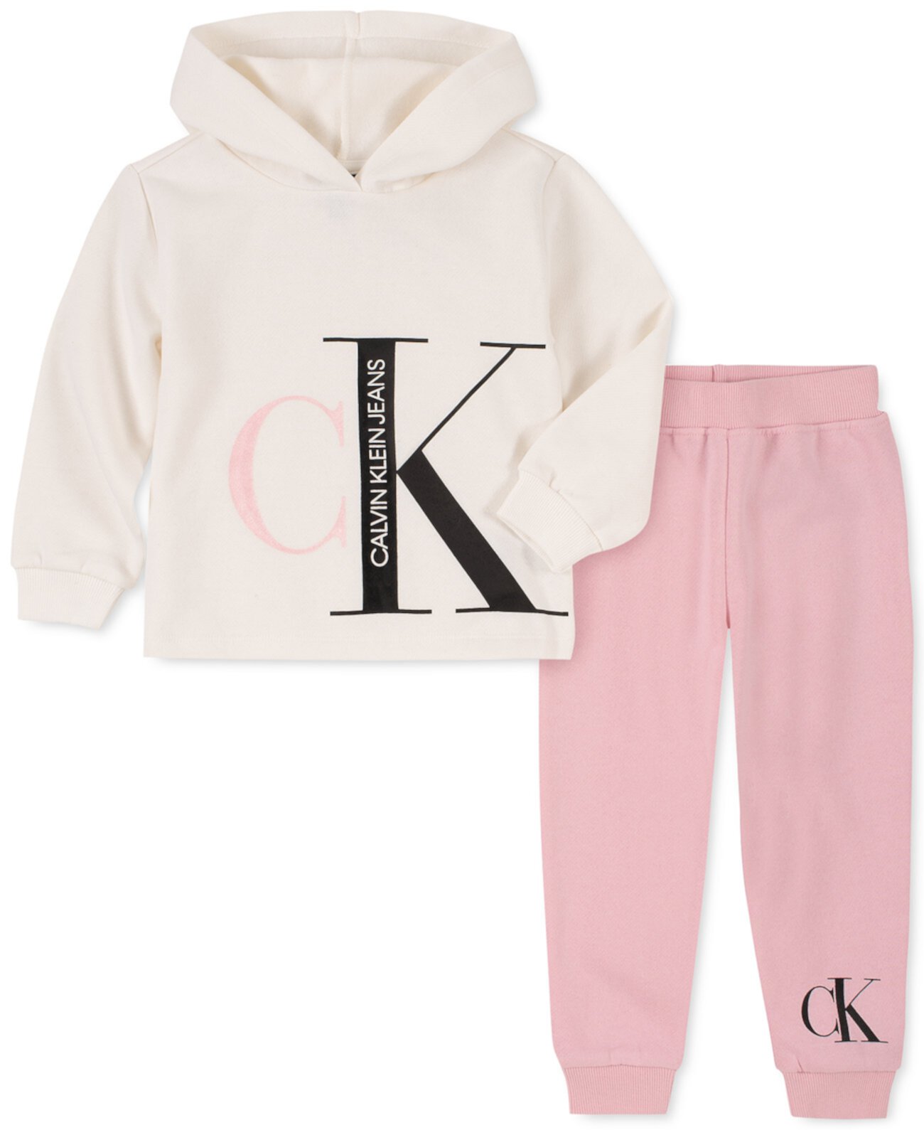 Baby Girls 2-Pc. Флисовый худи с логотипом и брюки-джоггеры Calvin Klein
