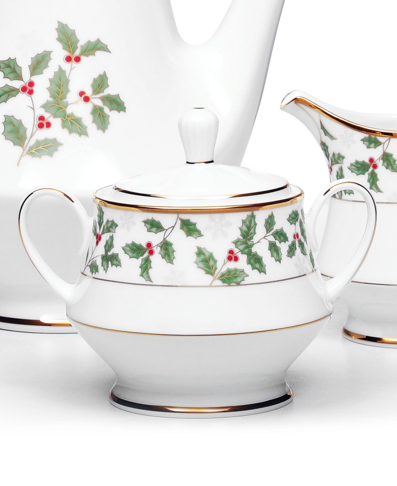 Holly Berry Gold Sugar Creamer Set Noritake