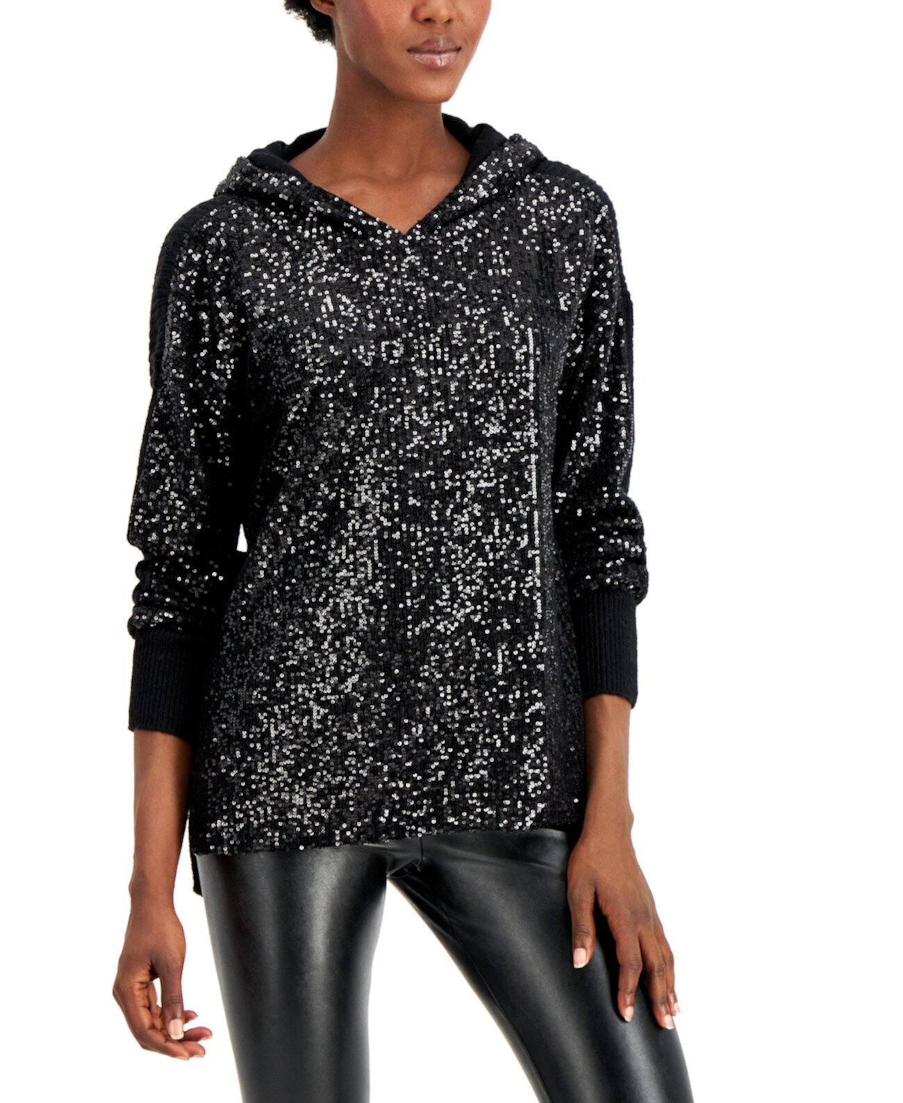 Women's Sequin-Front Hoodie, Regular & Petite, Created for Macy's I.N.C. International Concepts