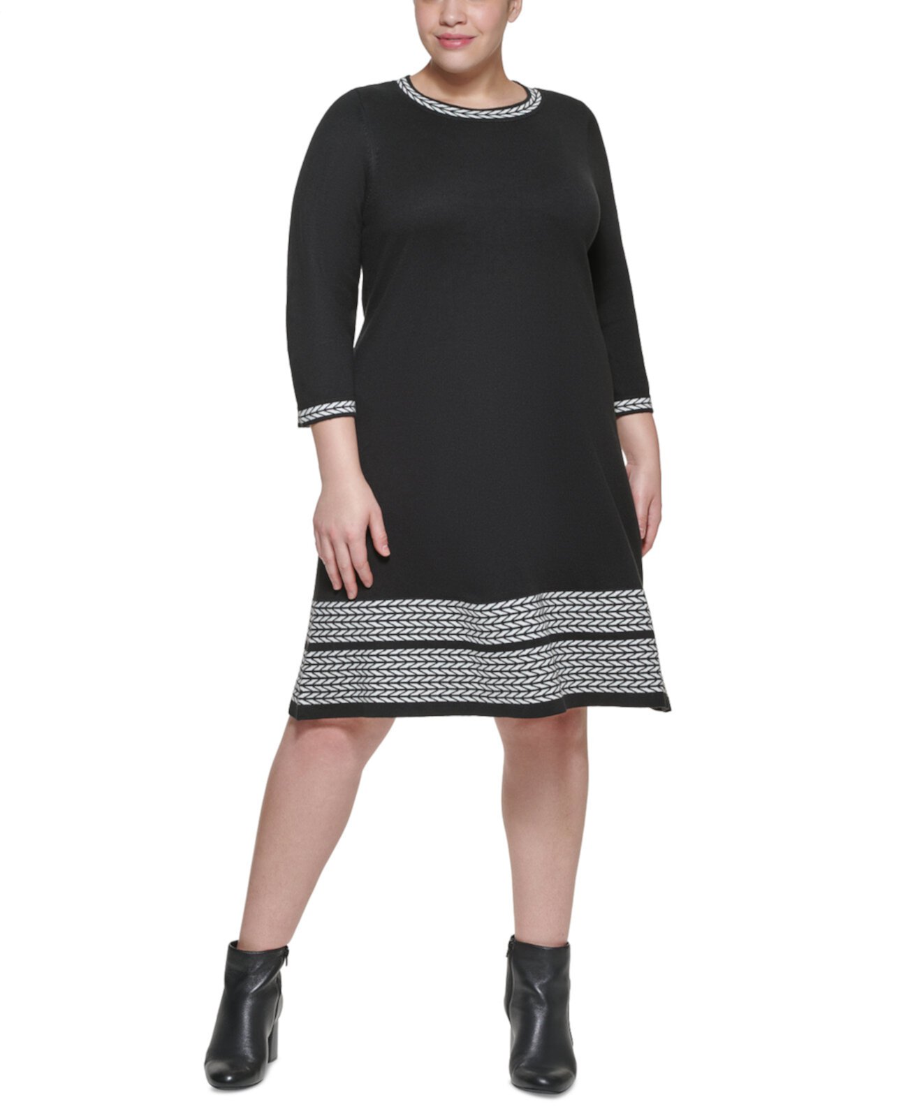 Платье-свитер большого размера с контрастной отделкой Jessica Howard
