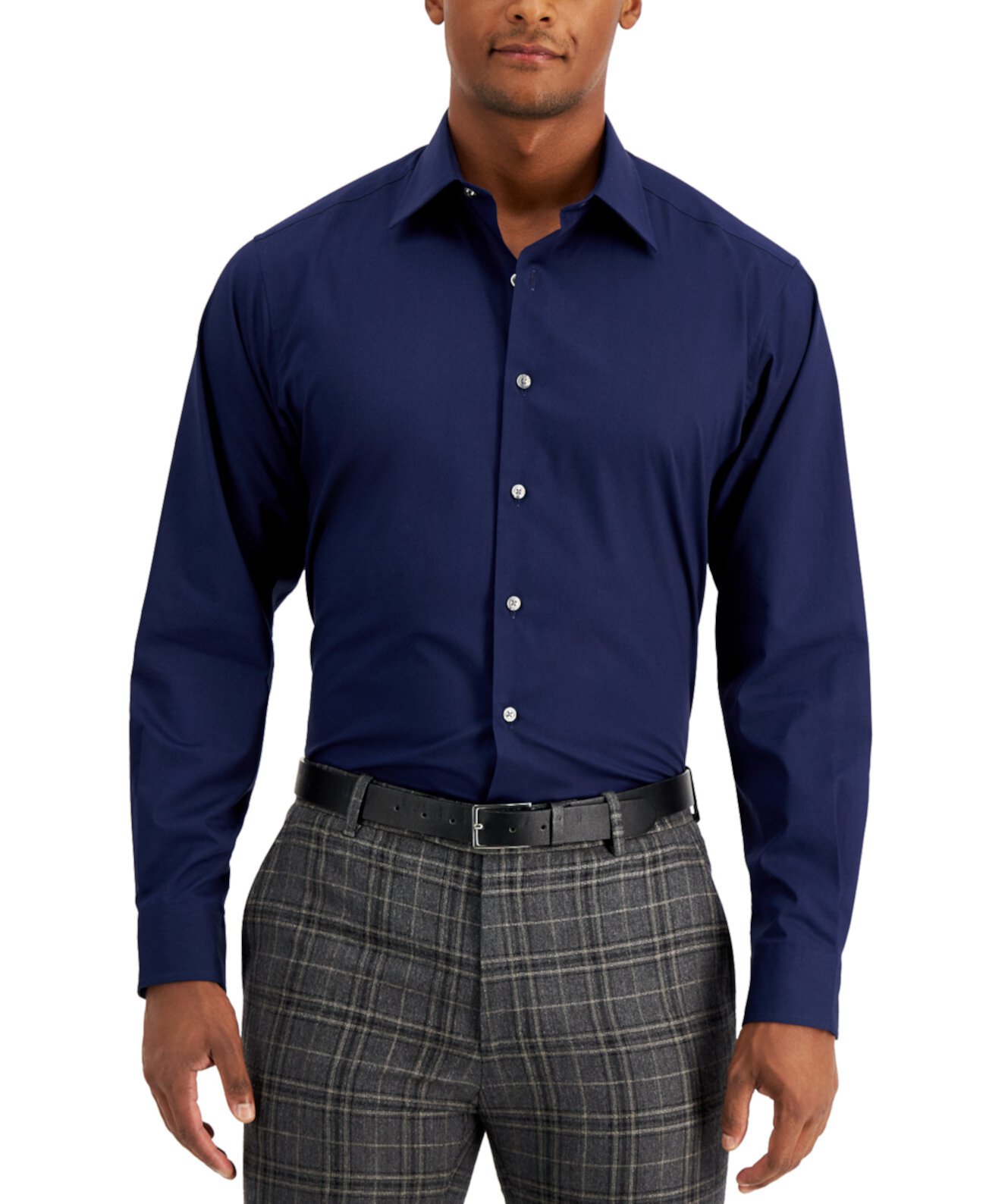 Мужская однотонная классическая рубашка стандартного кроя, созданная для Macy's Club Room
