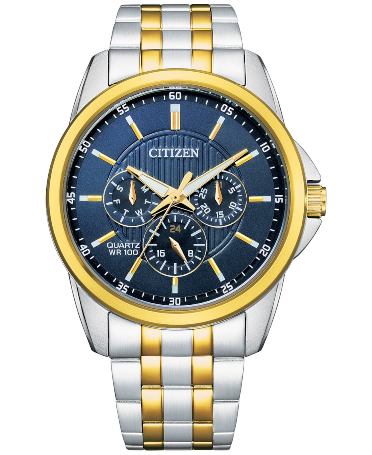 Мужские двухцветные часы с браслетом из нержавеющей стали, 42 мм Citizen