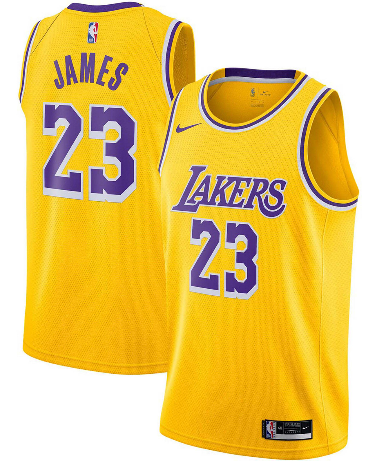 Мужская футболка LeBron James Los Angeles Lakers 2020/21 Swingman — Icon Edition Nike
