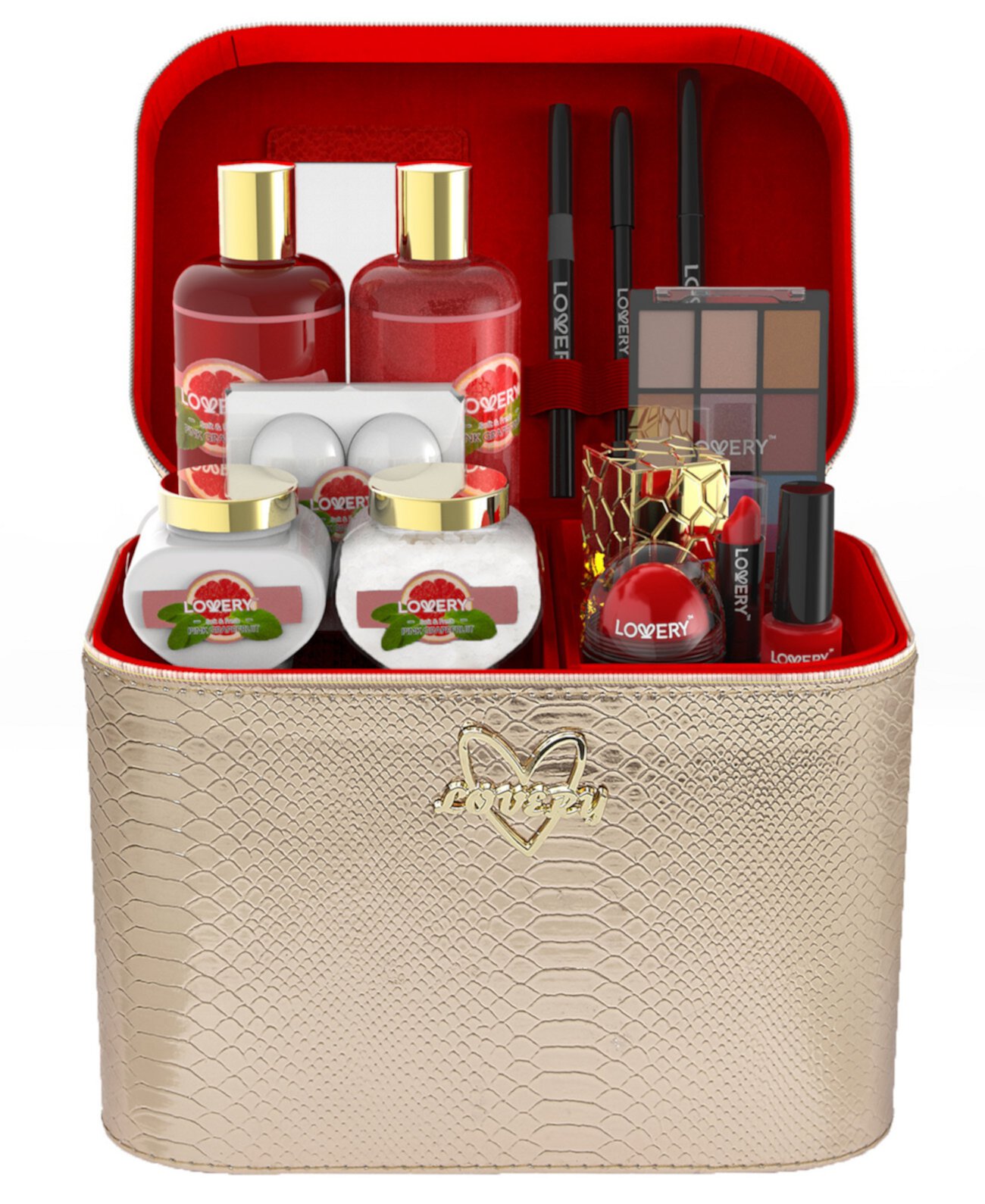 Подарочный набор для домашнего спа-ухода за телом с розовым грейпфрутом, косметические средства и набор для макияжа, 30 предметов Lovery