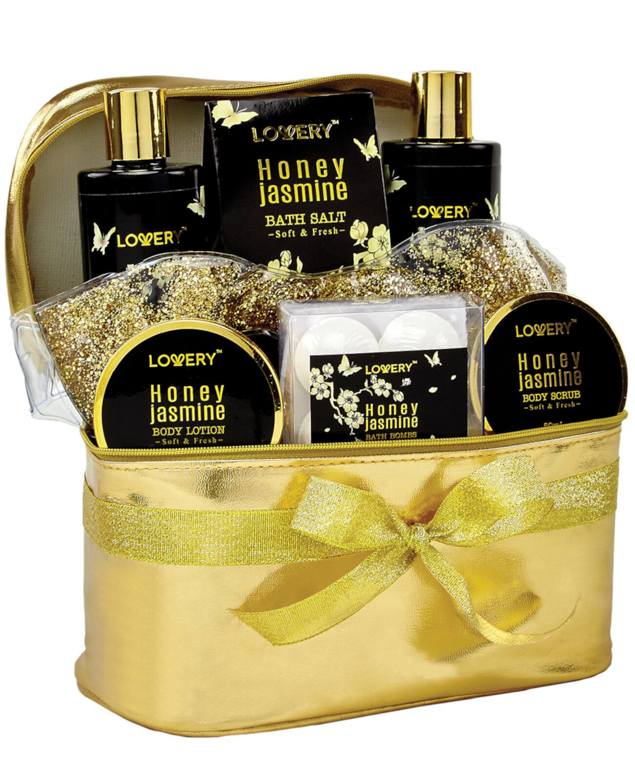 Пакет самообслуживания с медовым жасмином, Набор косметических сумок для ванны и тела, 12 предметов Lovery