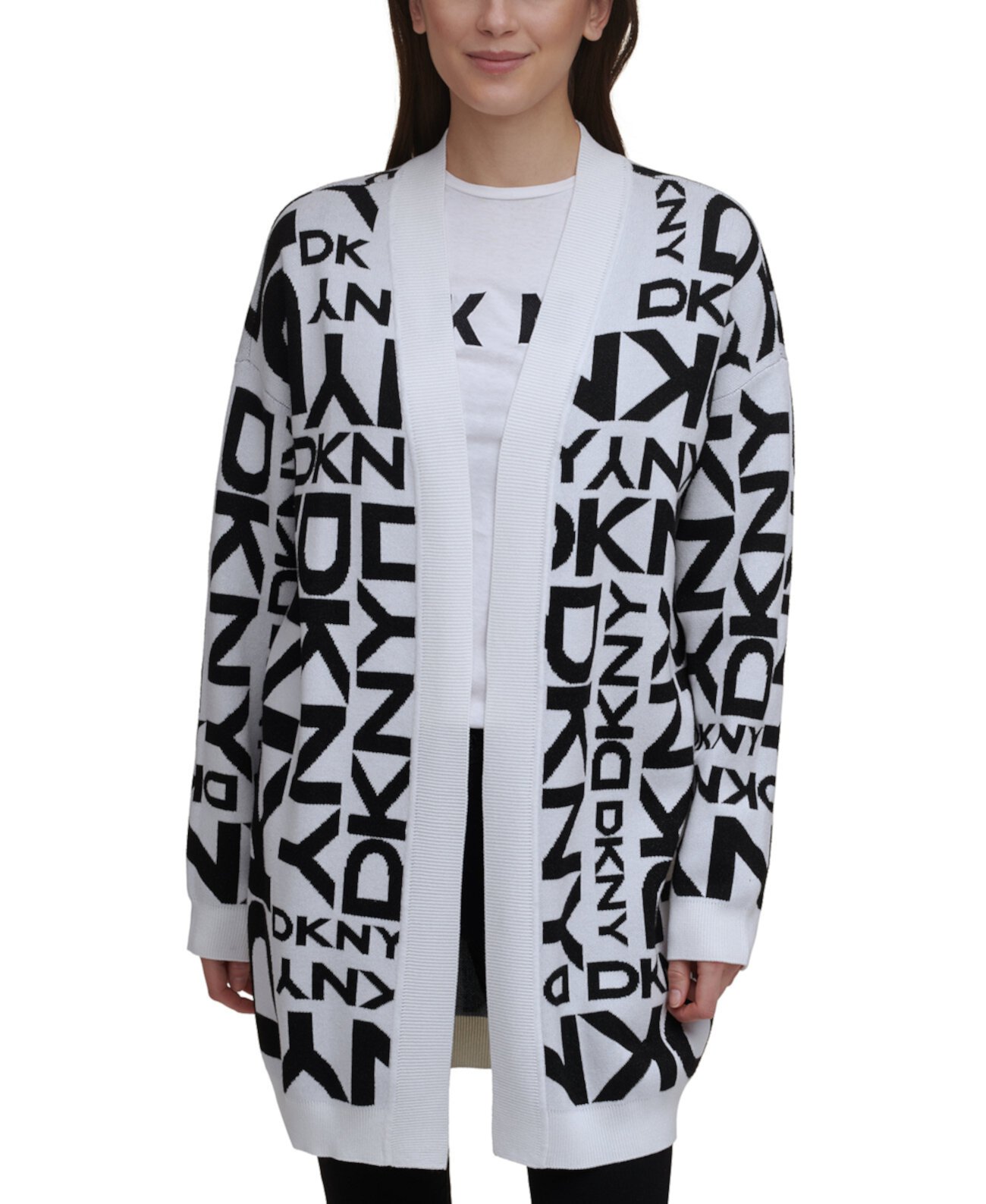 Кардиган из ткани интарсия с логотипом DKNY