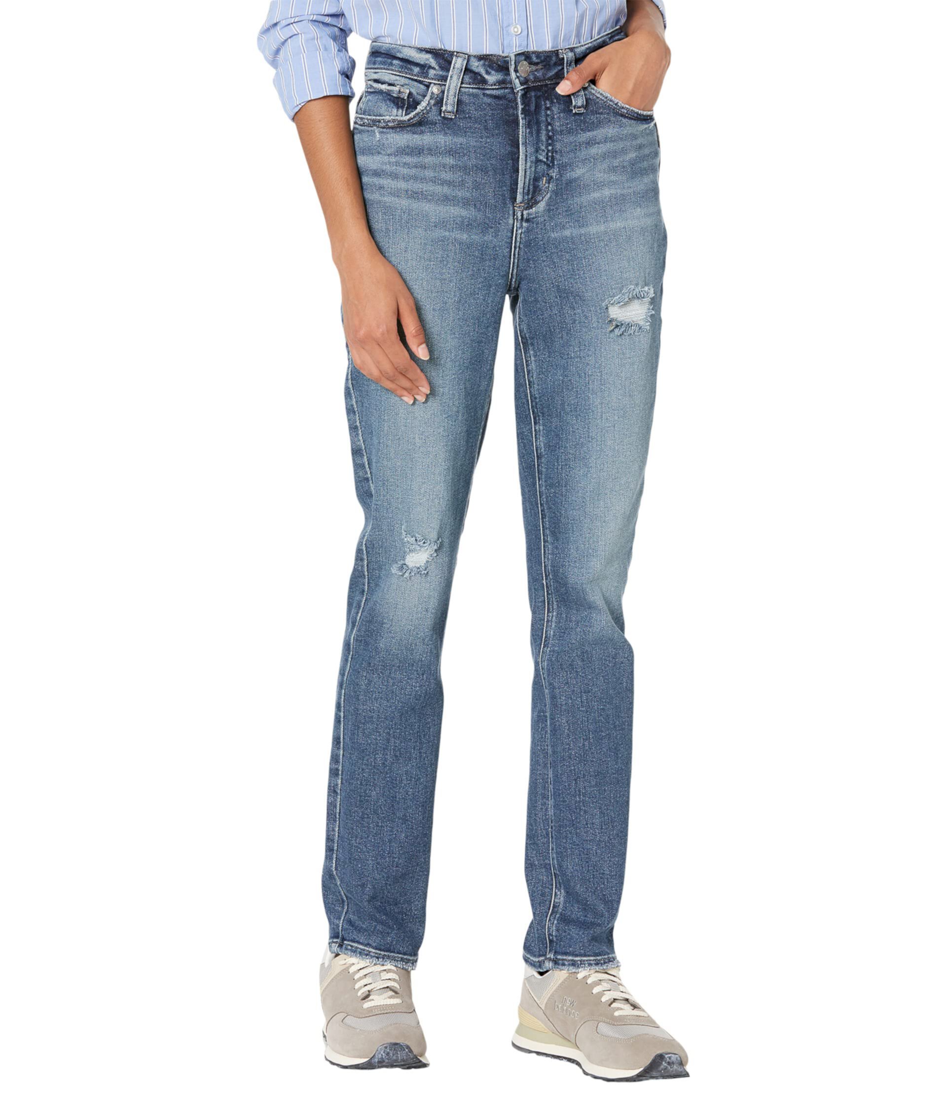 Прямые джинсы с высокой посадкой и высокой посадкой L64407EFG303 Silver Jeans Co.
