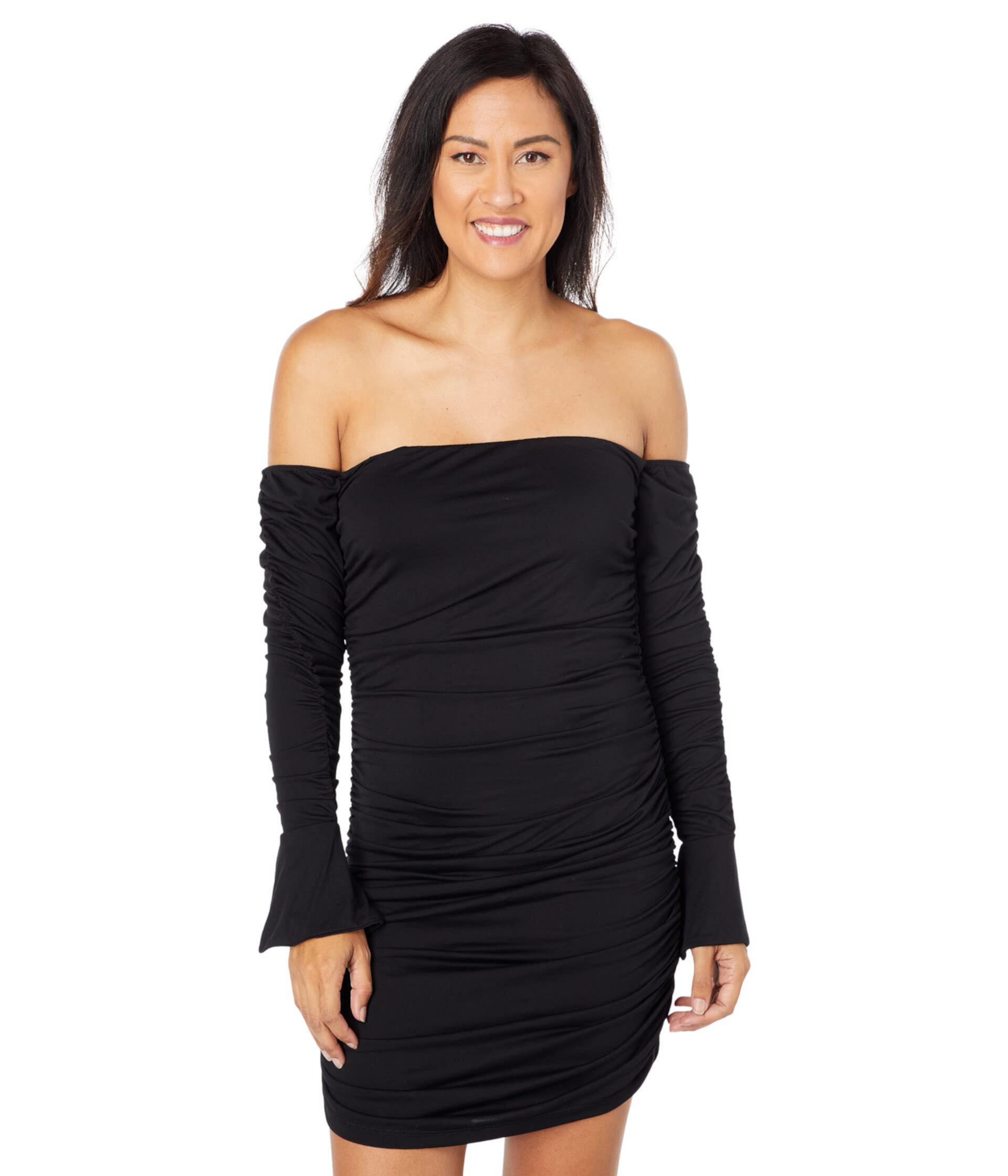 Kerry Ruched Off-the-Shoulder Mini Dress Wayf