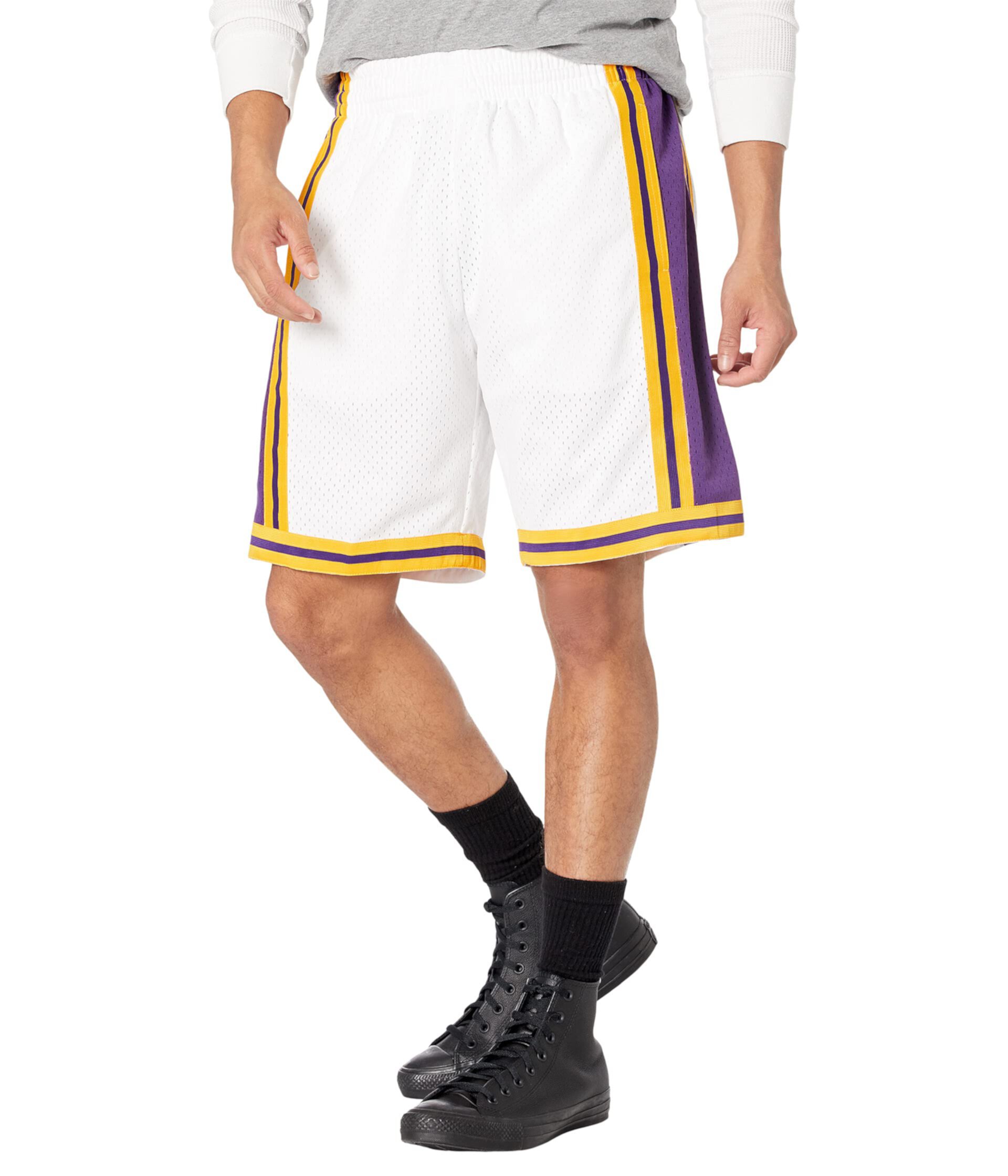 Шорты NBA Reload Lakers 1984 от Mitchell & Ness с эластичным поясом и логотипами Mitchell & Ness