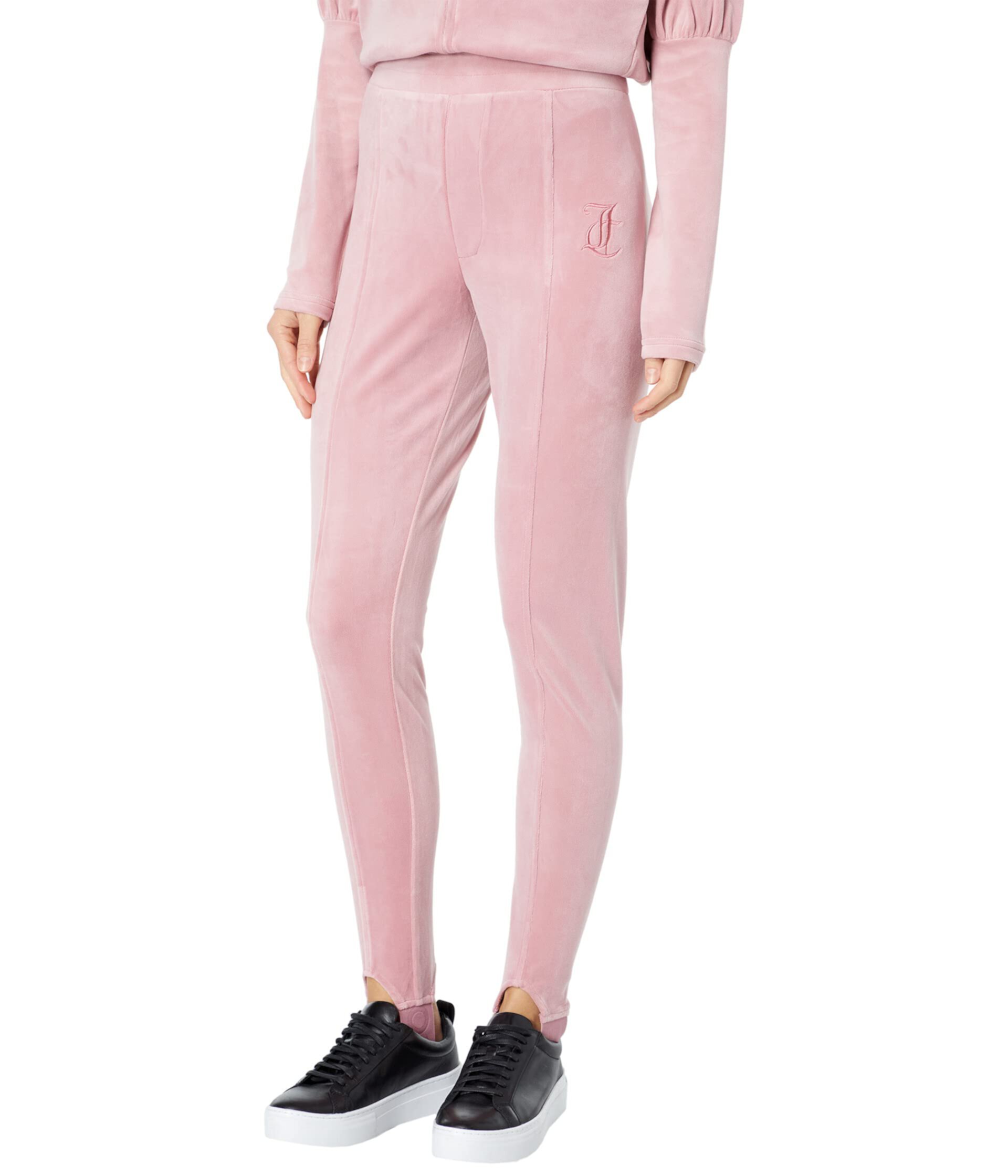 Велюровые брюки со вставками со вставками Pin Tuck Juicy Couture