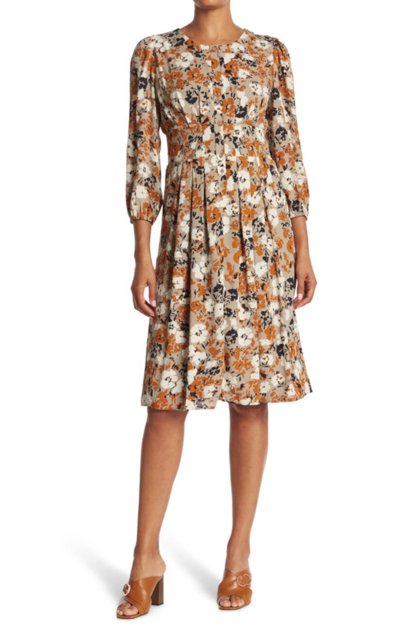 Платье с длинным рукавом и пуговицами спереди с цветочным принтом Collective Concepts