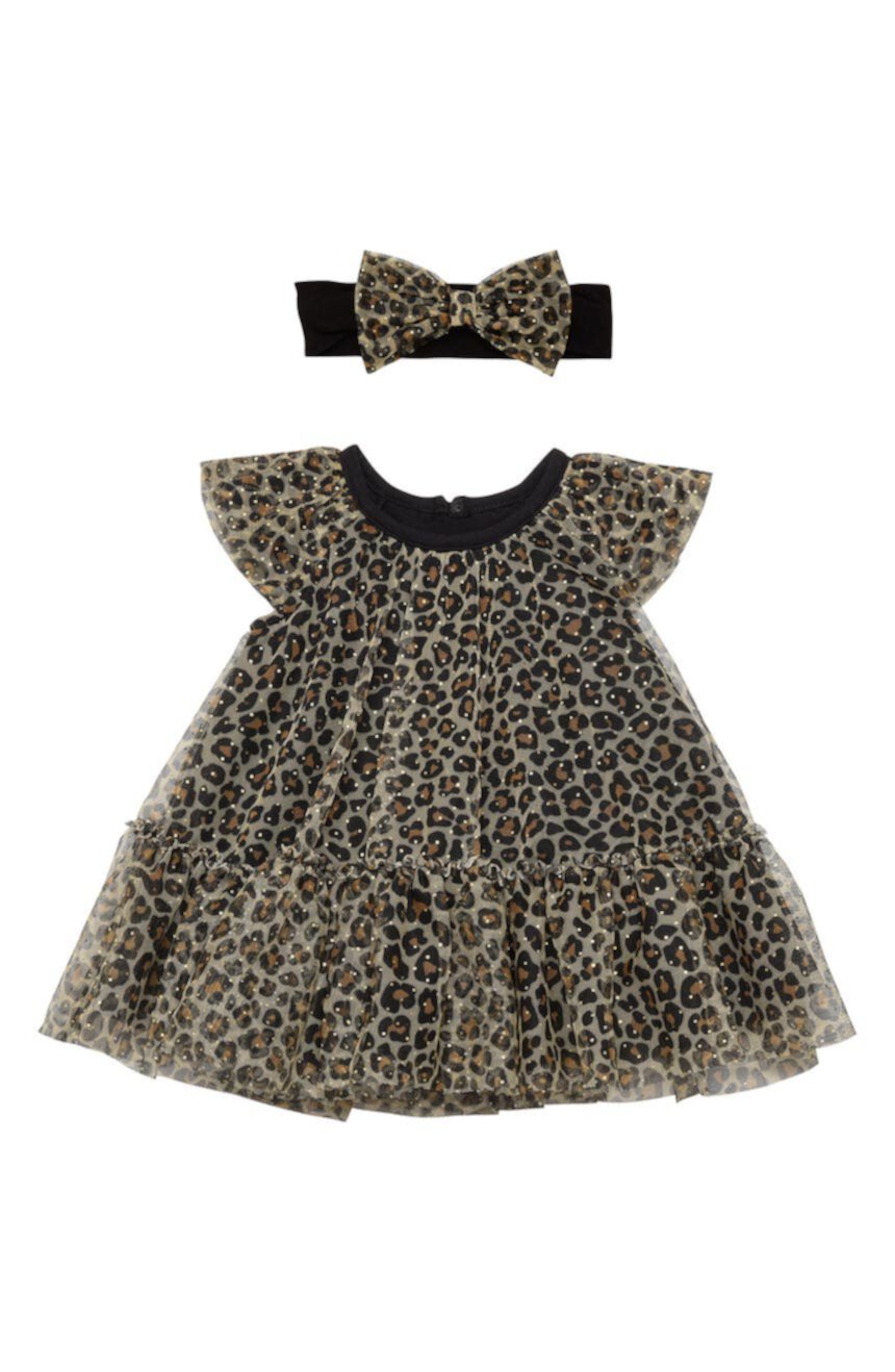 Трапециевидное платье и повязка на голову с леопардовым принтом Baby Starters