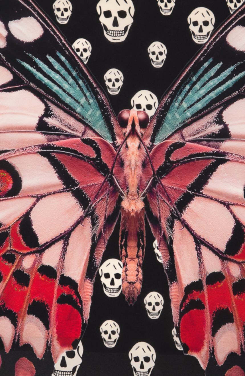 Шелковый шарф с принтом Giant Butterfly Skull Alexander McQueen