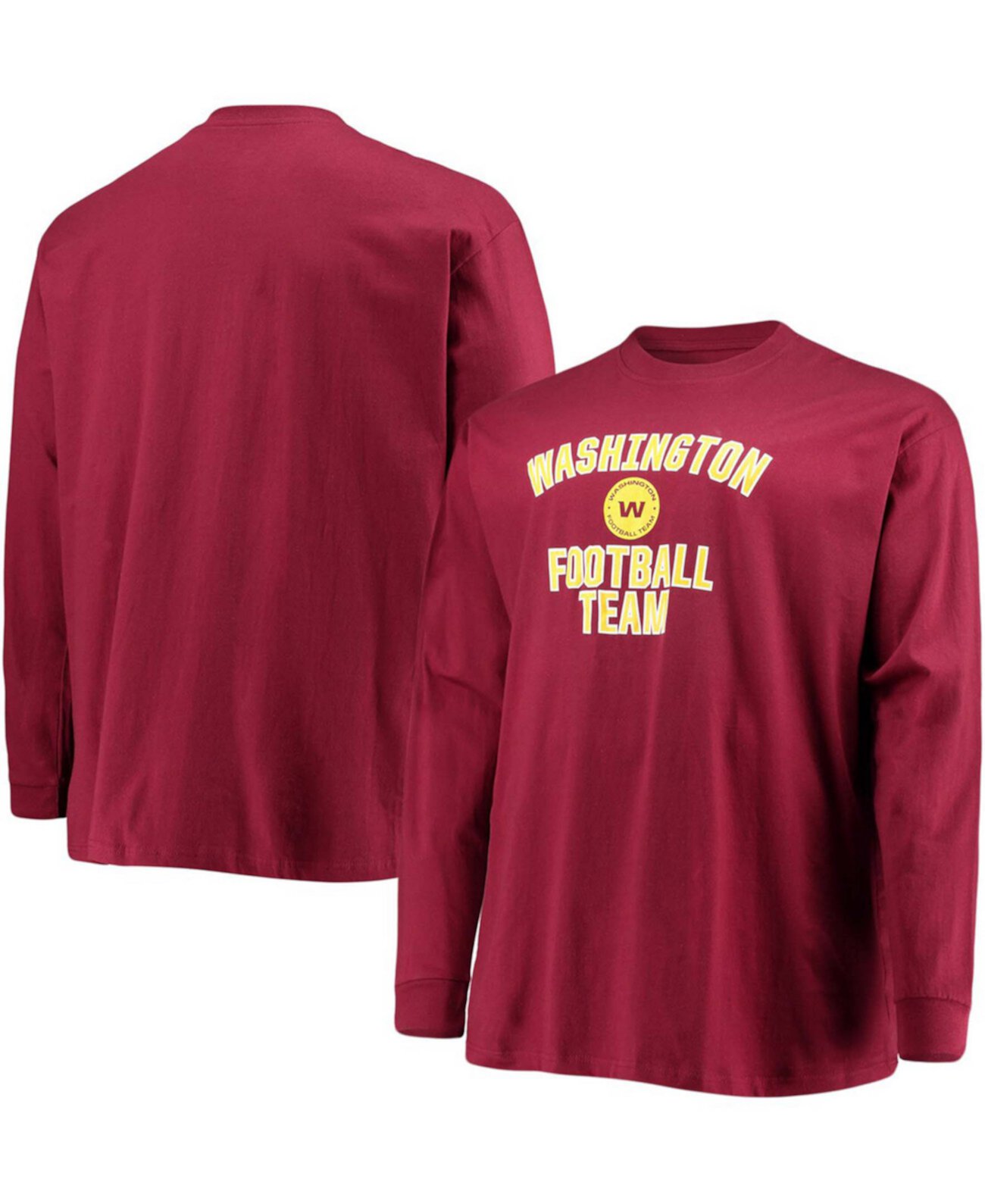 Мужская бордовая футболка с длинным рукавом в стиле «большой и высокий» с логотипом Washington Football Team Profile