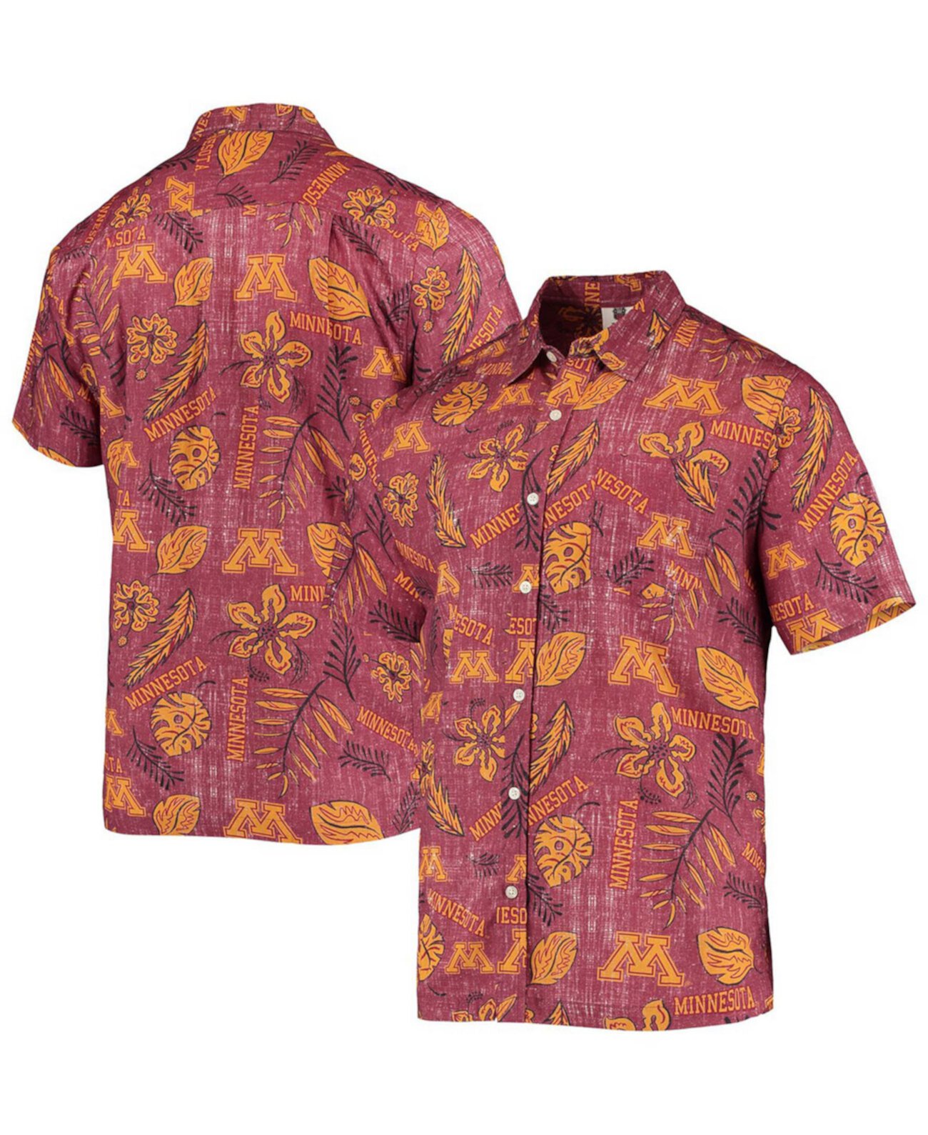 Мужская темно-бордовая рубашка на пуговицах с цветочным принтом Golden Gophers Minnesota Golden Gophers Wes & Willy