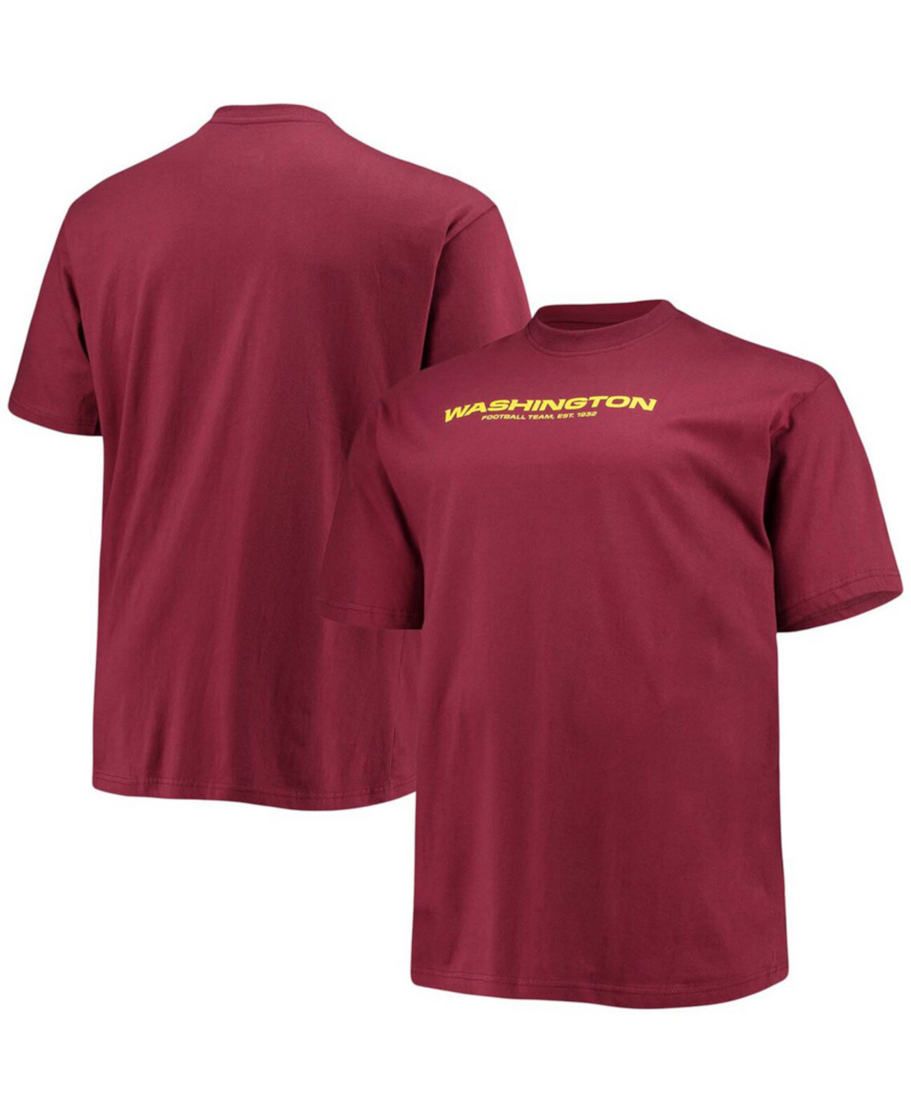 Бордовая мужская футболка с логотипом футбольной команды Вашингтона Big and Tall Profile
