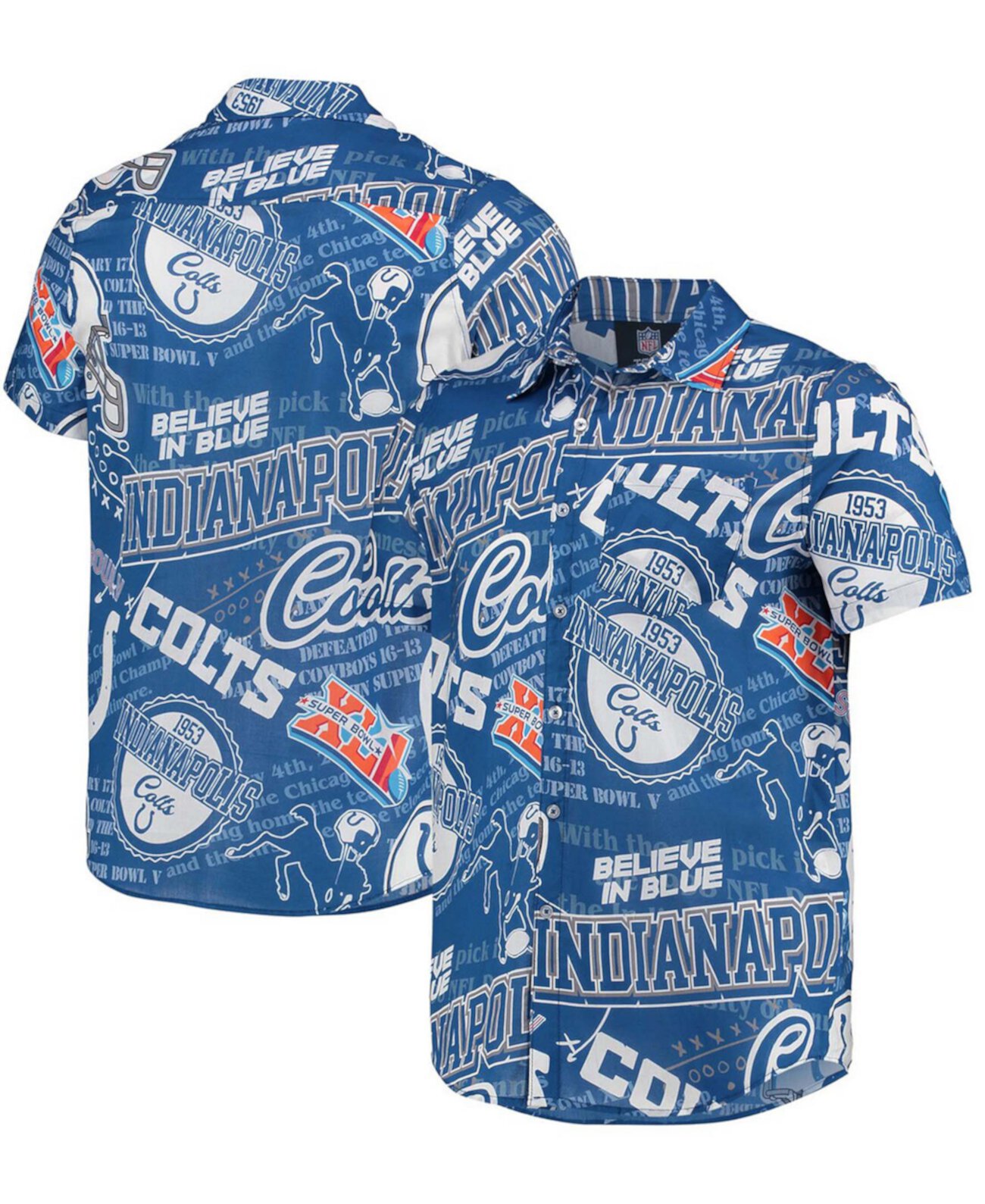 Мужская тематическая рубашка на пуговицах Royal Indianapolis Colts FOCO