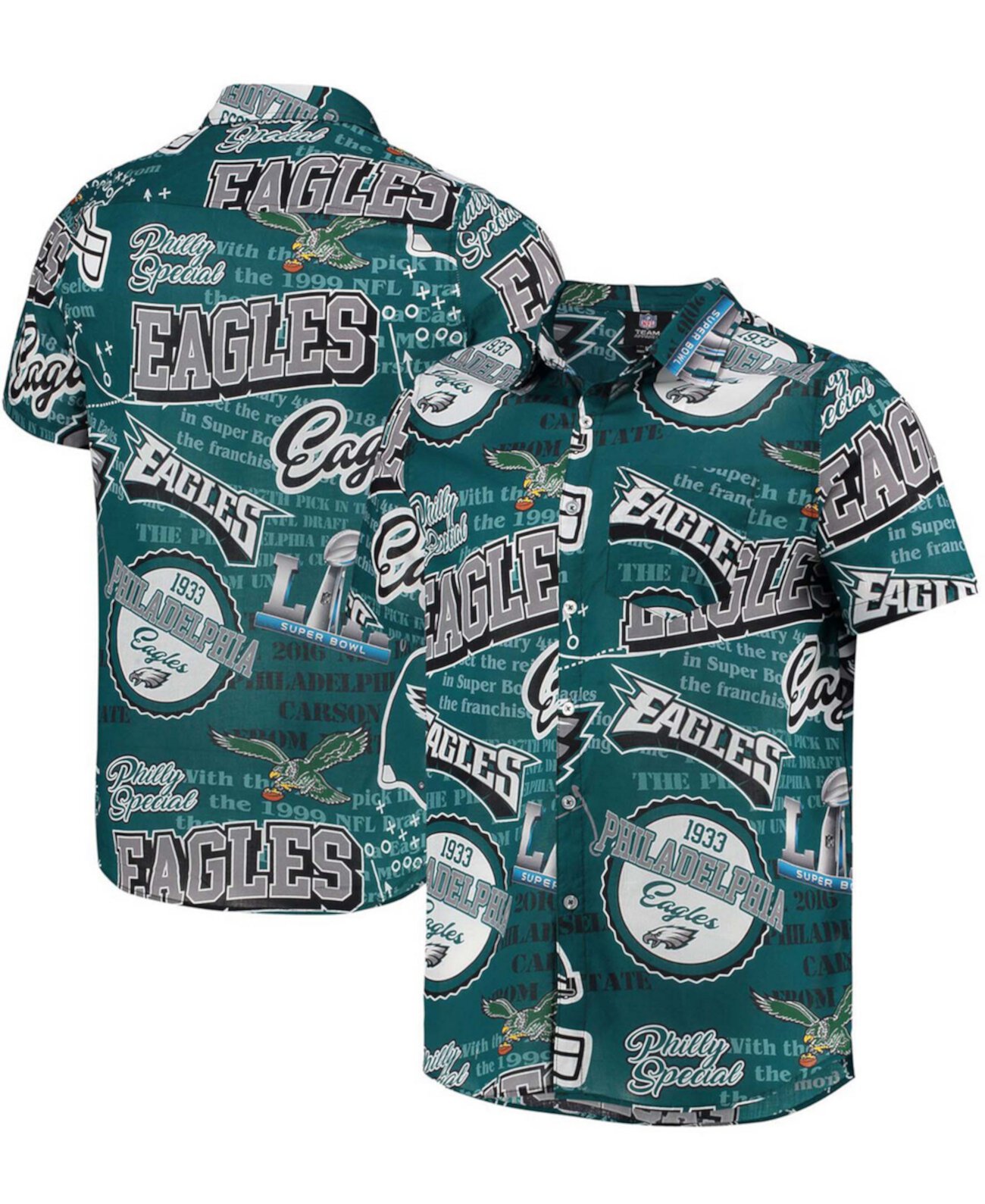 Мужская тематическая рубашка на пуговицах Midnight Green Philadelphia Eagles FOCO