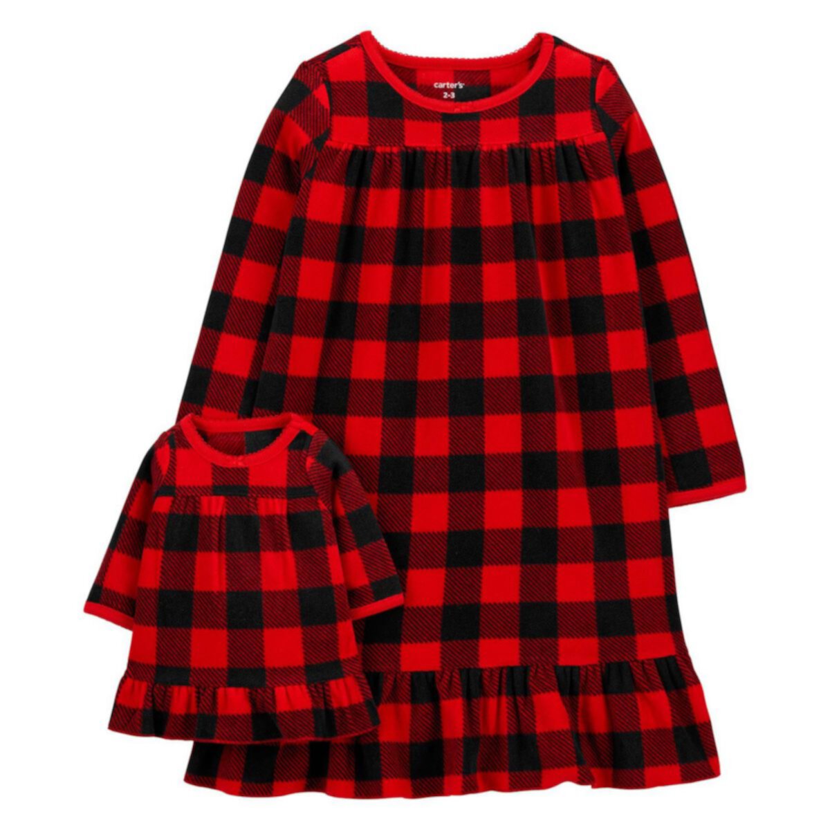 Ночная рубашка Картера в клетку Buffalo для девочек и подходящее кукольное платье для девочек 4–14 лет Carter's