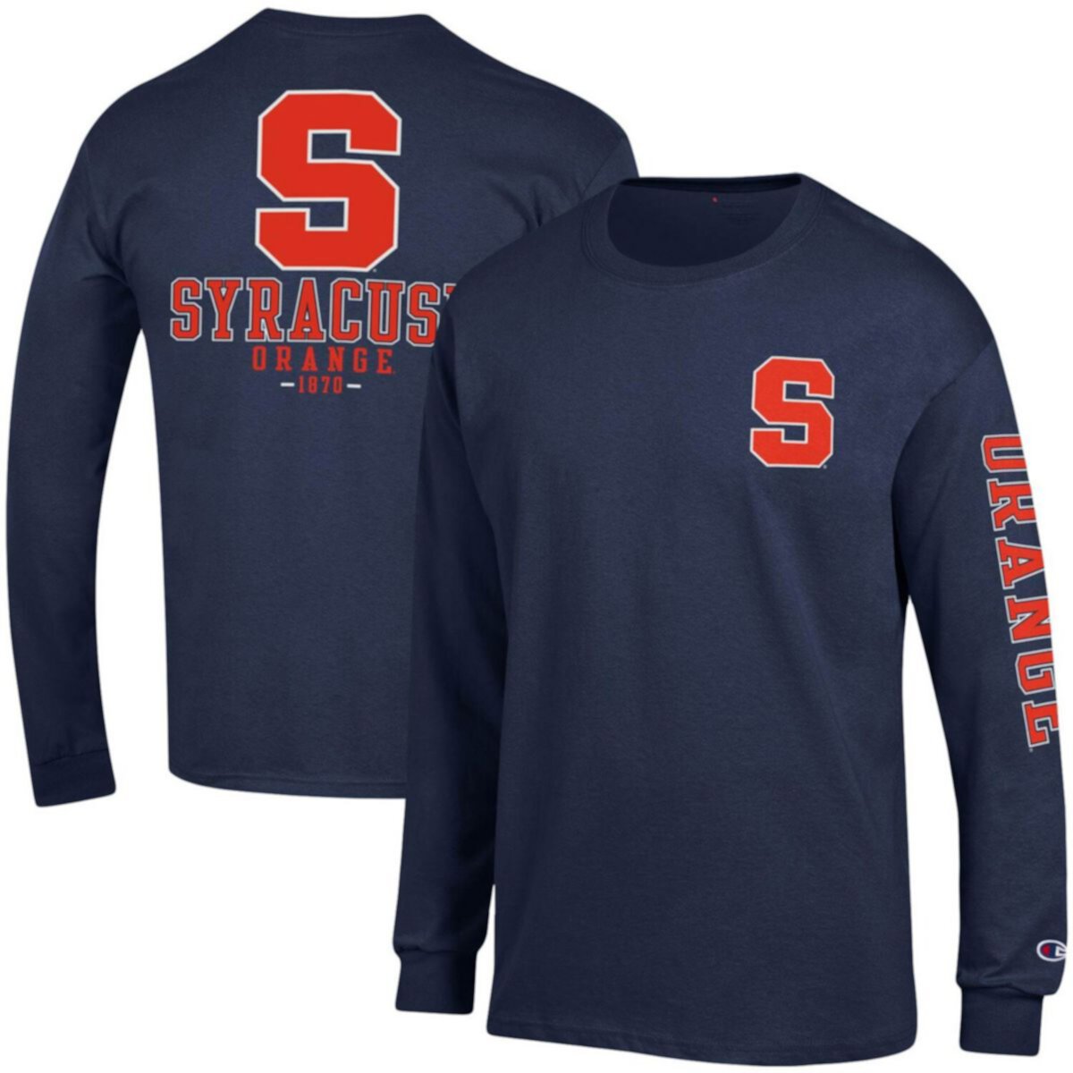 Мужская футболка с длинным рукавом Champion Navy Syracuse Orange Team Stack Champion