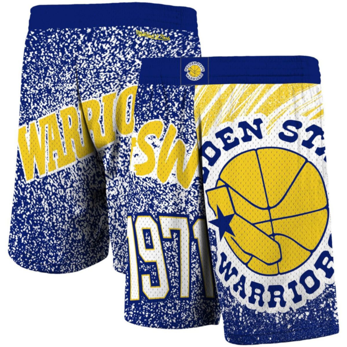Мужские сублимированные шорты Mitchell & Ness Royal Golden State Warriors Hardwood Classics Jumbotron Unbranded