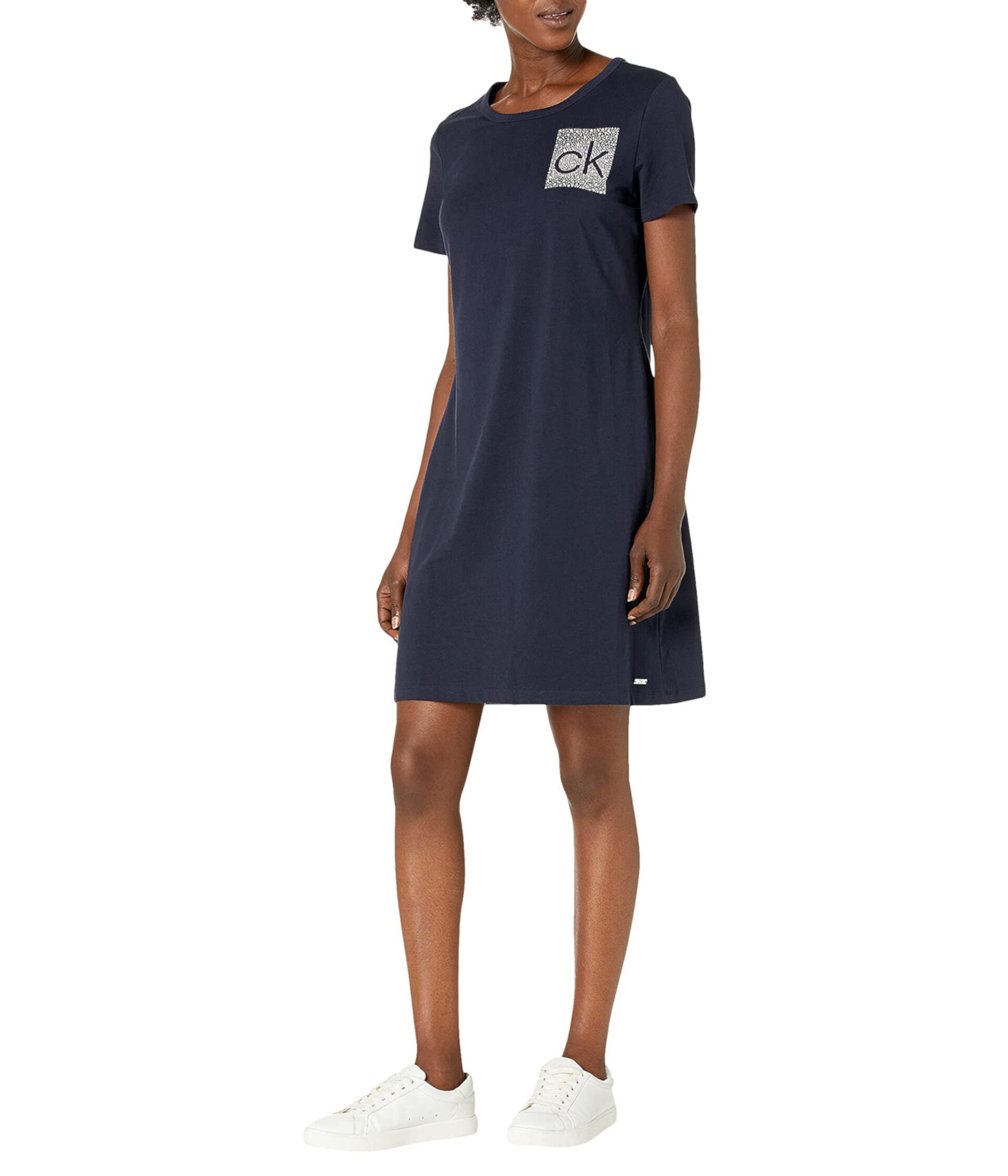 Платье-футболка с короткими рукавами и логотипом Ck Calvin Klein