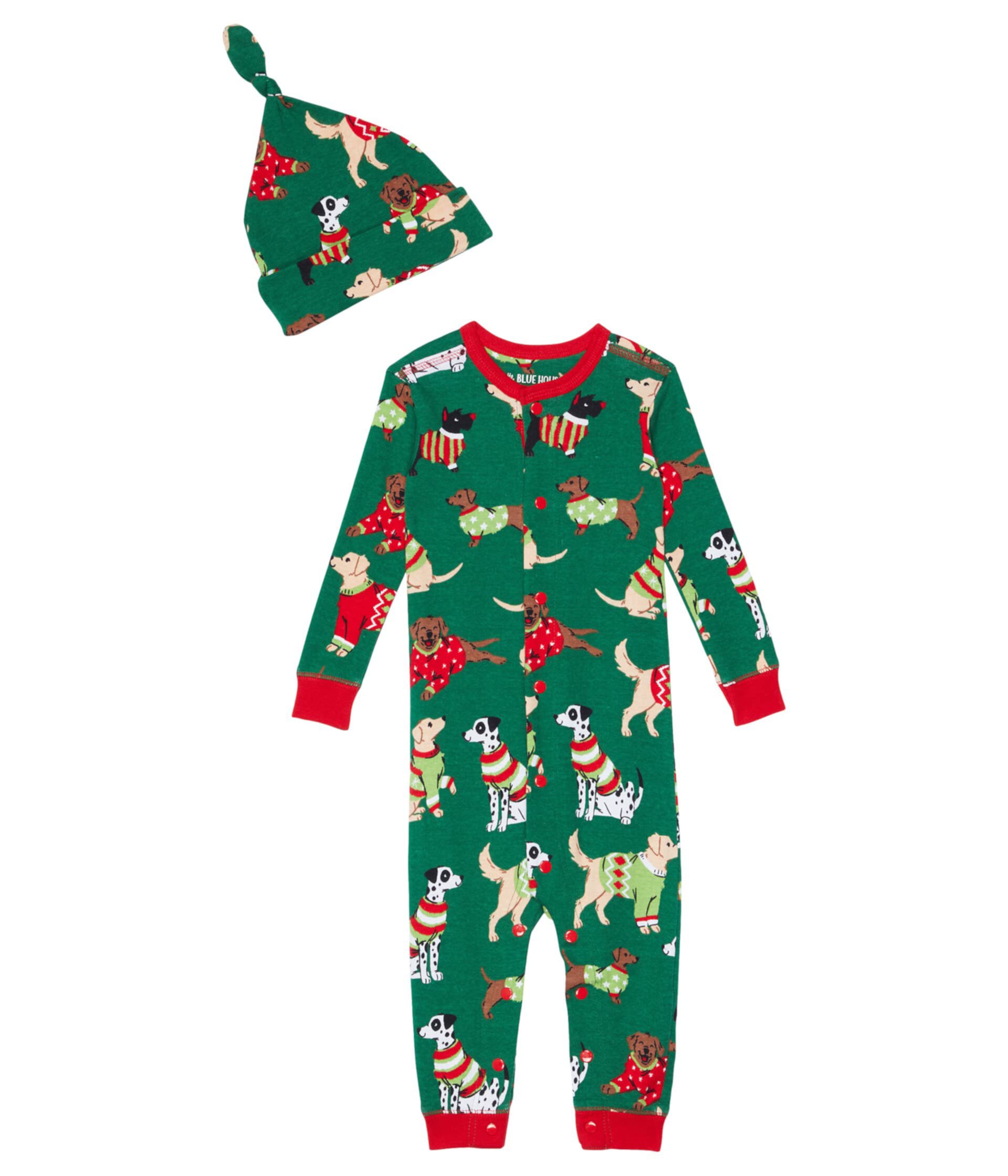 Детские пижамы Little Blue House by Hatley Woofing Christmas Coverall & Hat Little Blue House by Hatley