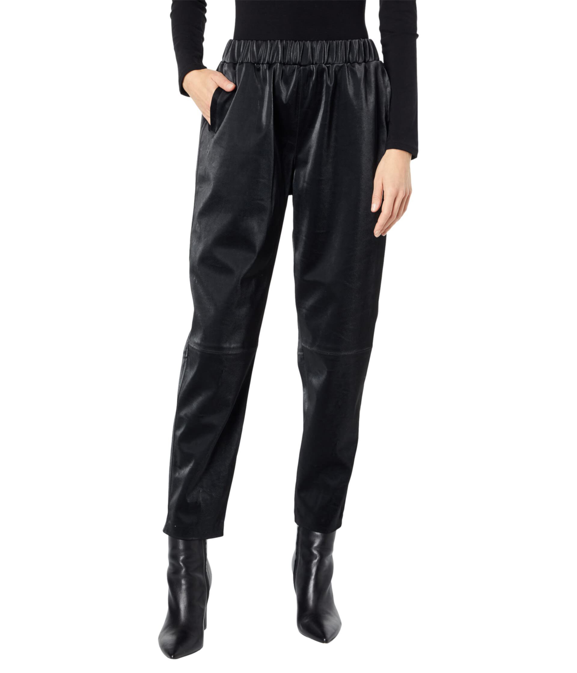 Черные брюки-джоггеры из искусственной кожи с прорезными карманами и эластичным поясом Blank NYC